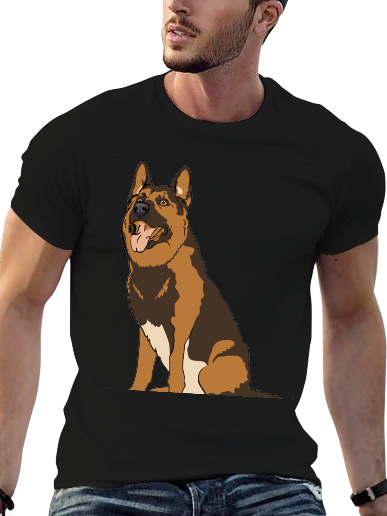German Shepherd Dog Graphic Tee - Unisex Black T-Shirt
