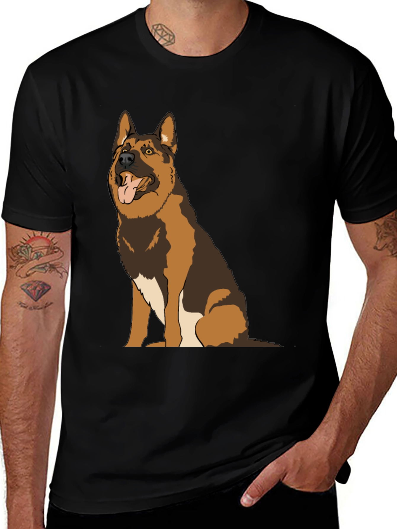 German Shepherd Dog Graphic Tee - Unisex Black T-Shirt