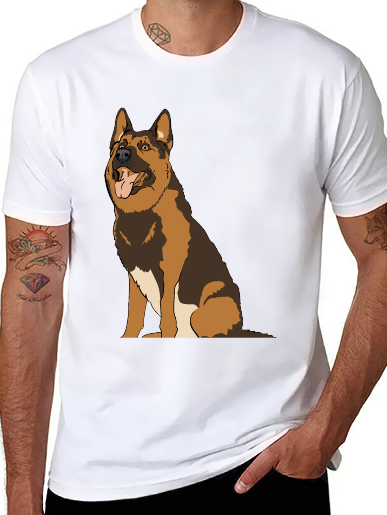 German Shepherd Dog Graphic Tee - Unisex Black T-Shirt