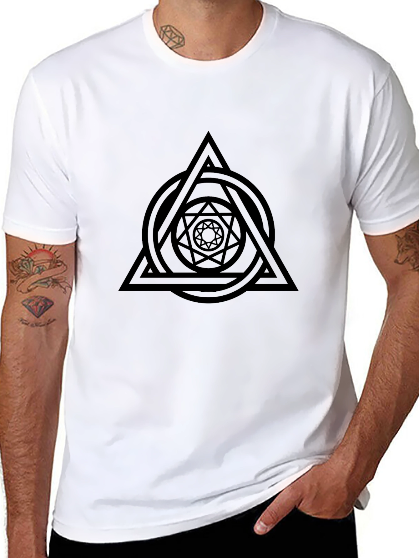 Geometric Design Black T-Shirt - Mens Fashion
