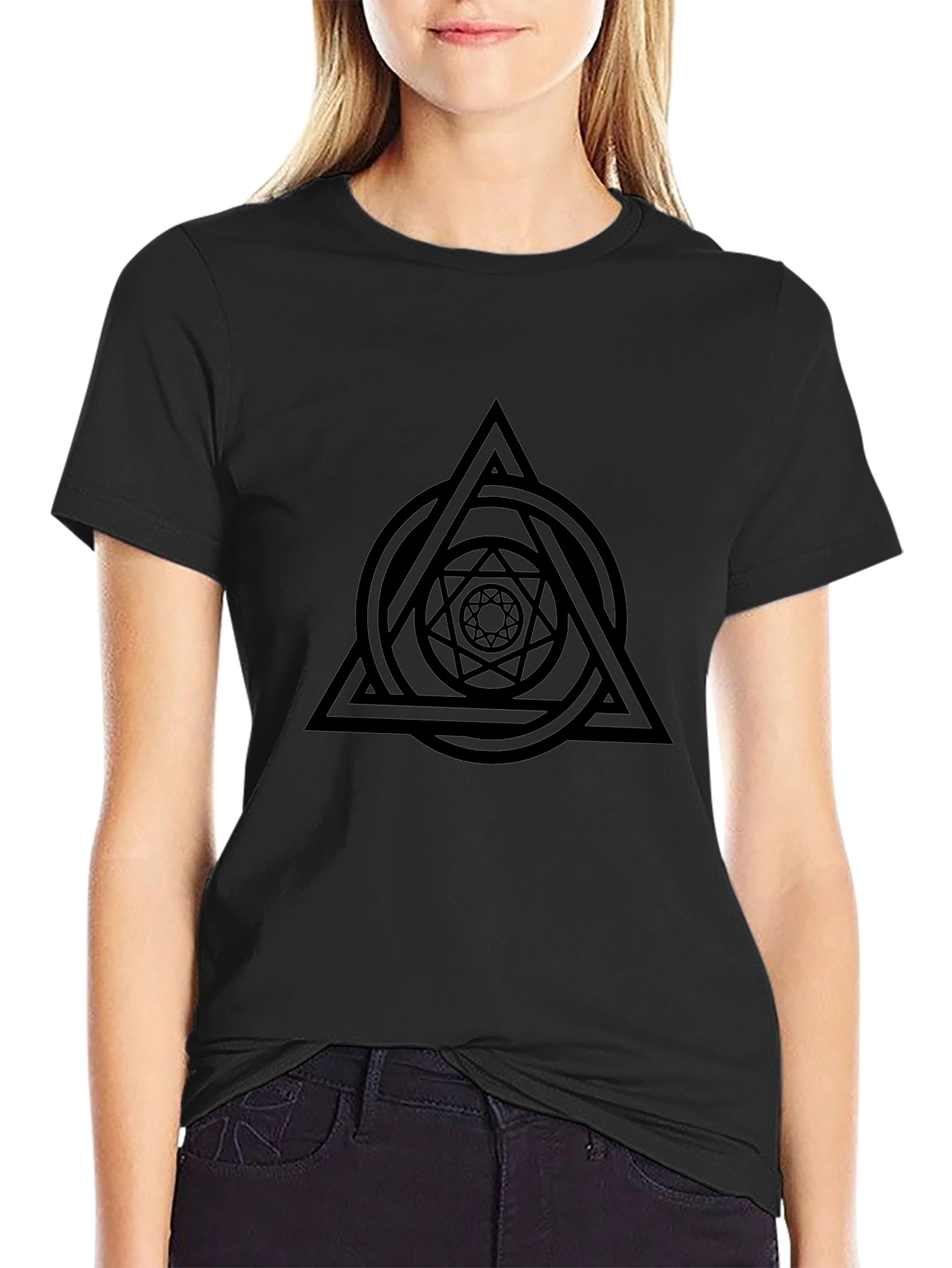Geometric Design Black T-Shirt - Mens Fashion