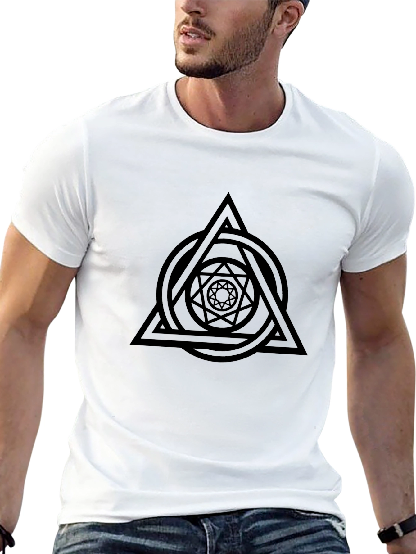 Geometric Design Black T-Shirt - Mens Fashion
