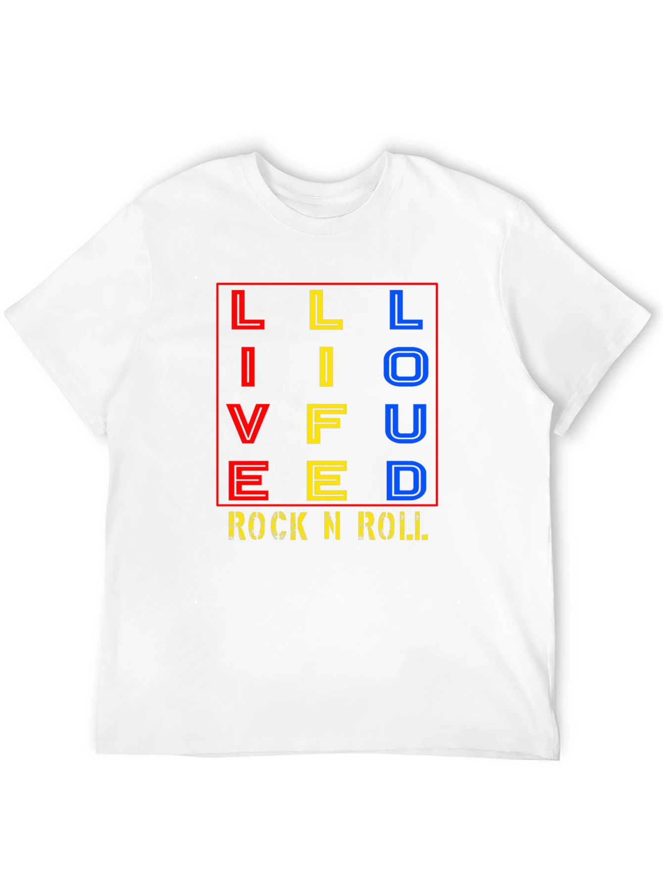 Live Life Loud Rock N Roll Black Graphic T-Shirt