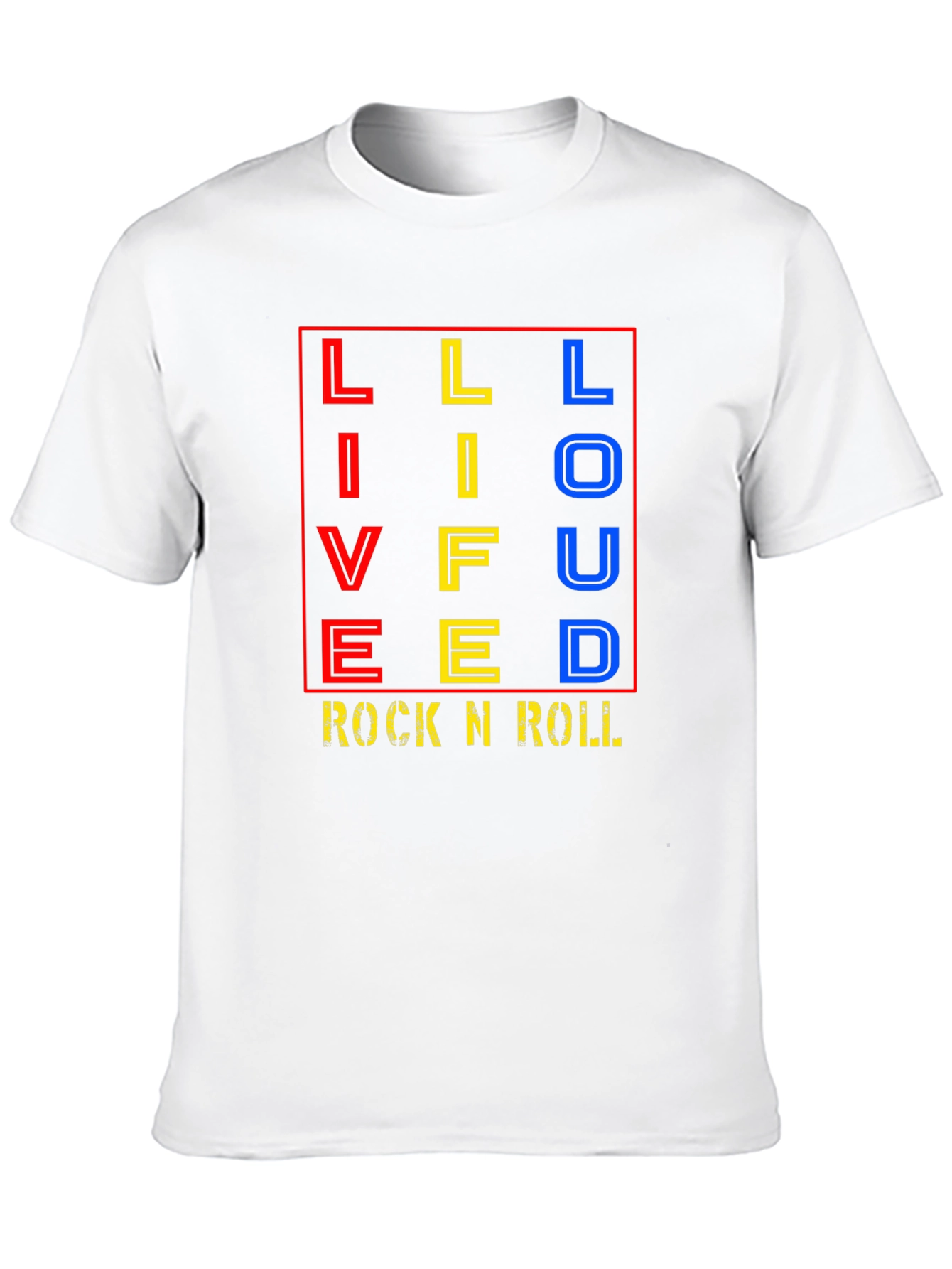 Live Life Loud Rock N Roll Black Graphic T-Shirt