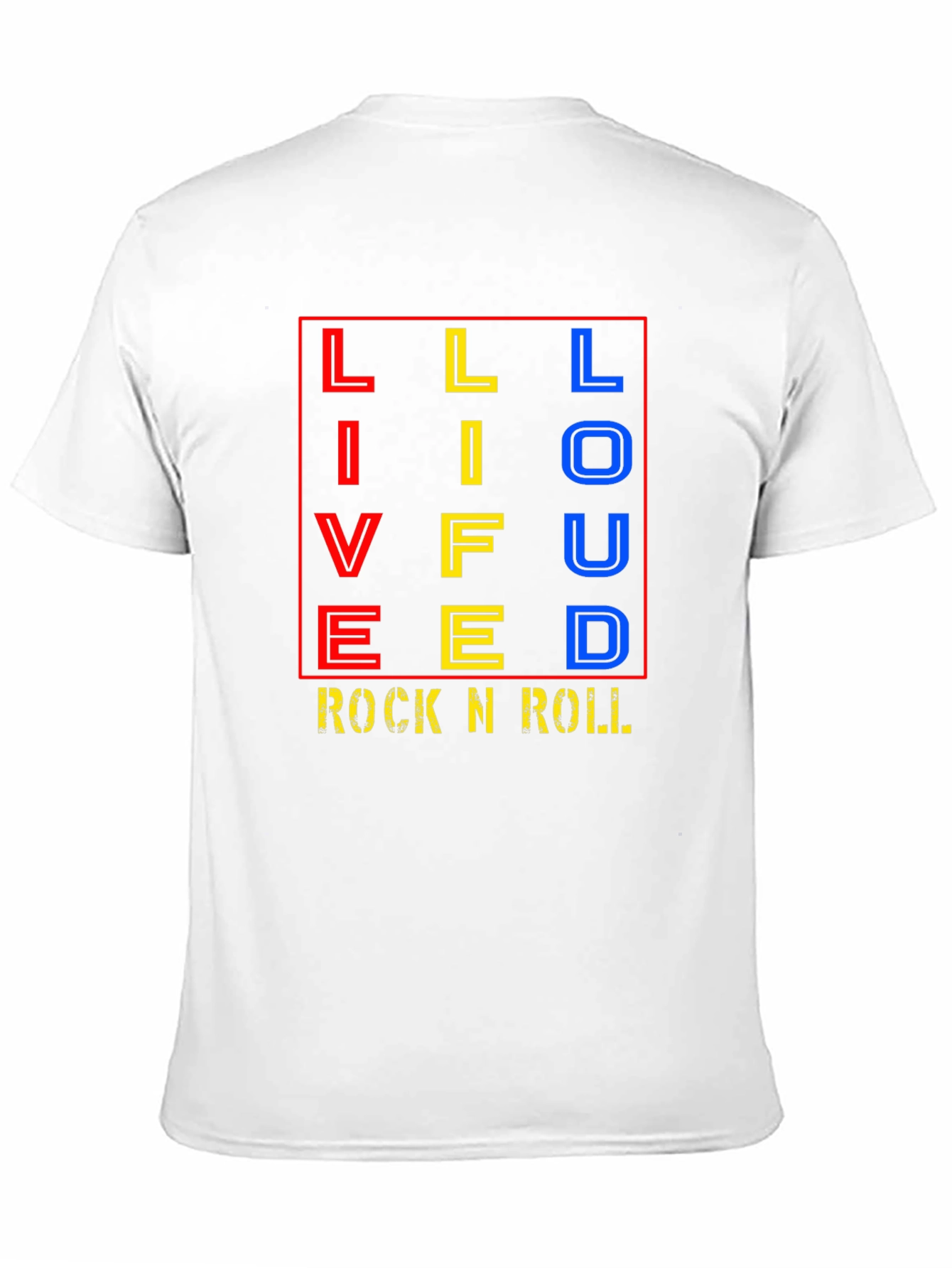 Live Life Loud Rock N Roll Black Graphic T-Shirt