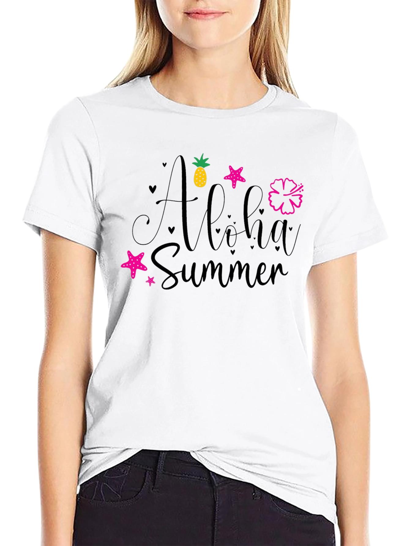 Aloha Summer Black Graphic Tee