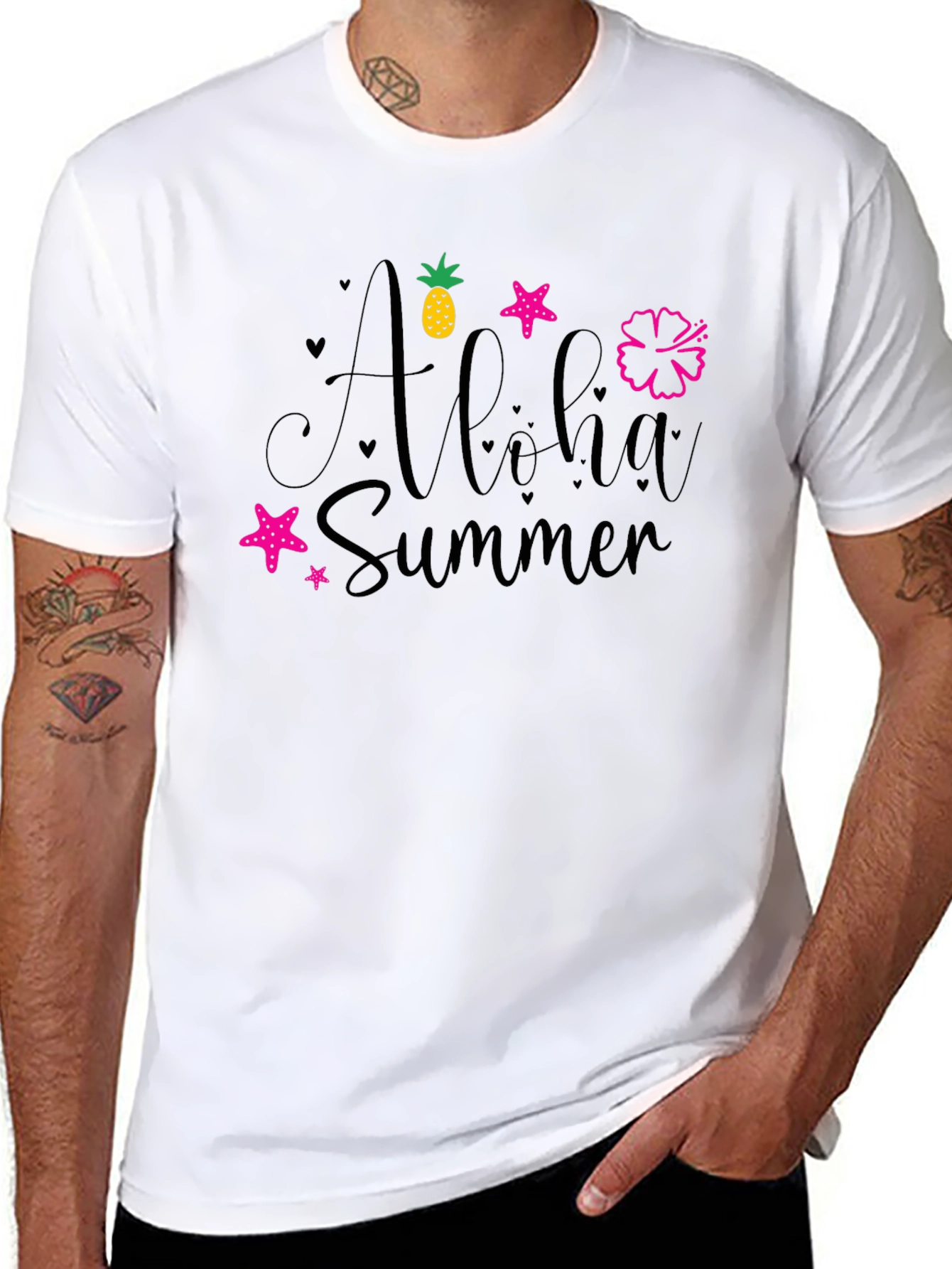 Aloha Summer Black Graphic Tee