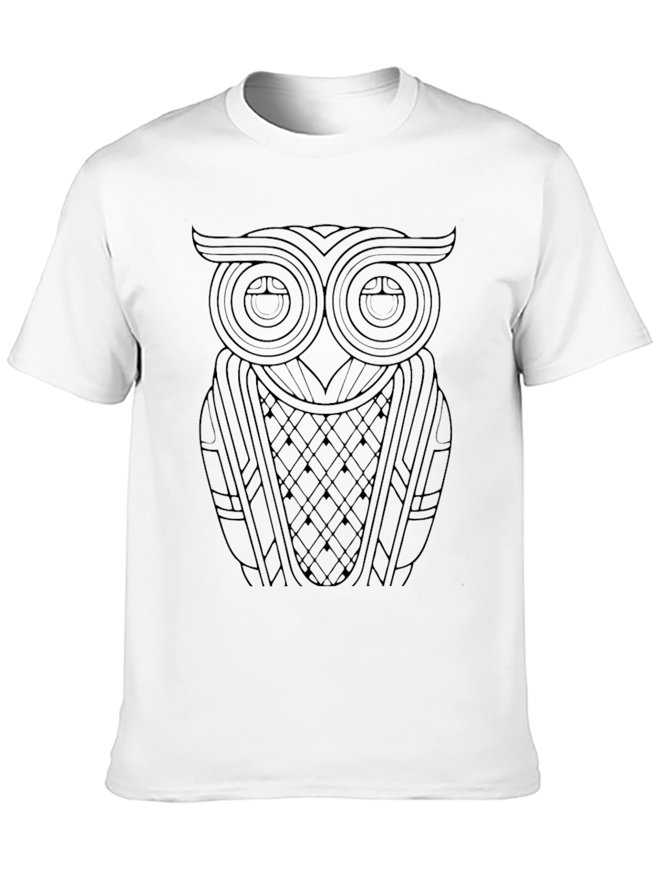 Abstract Owl Graphic Black T-Shirt