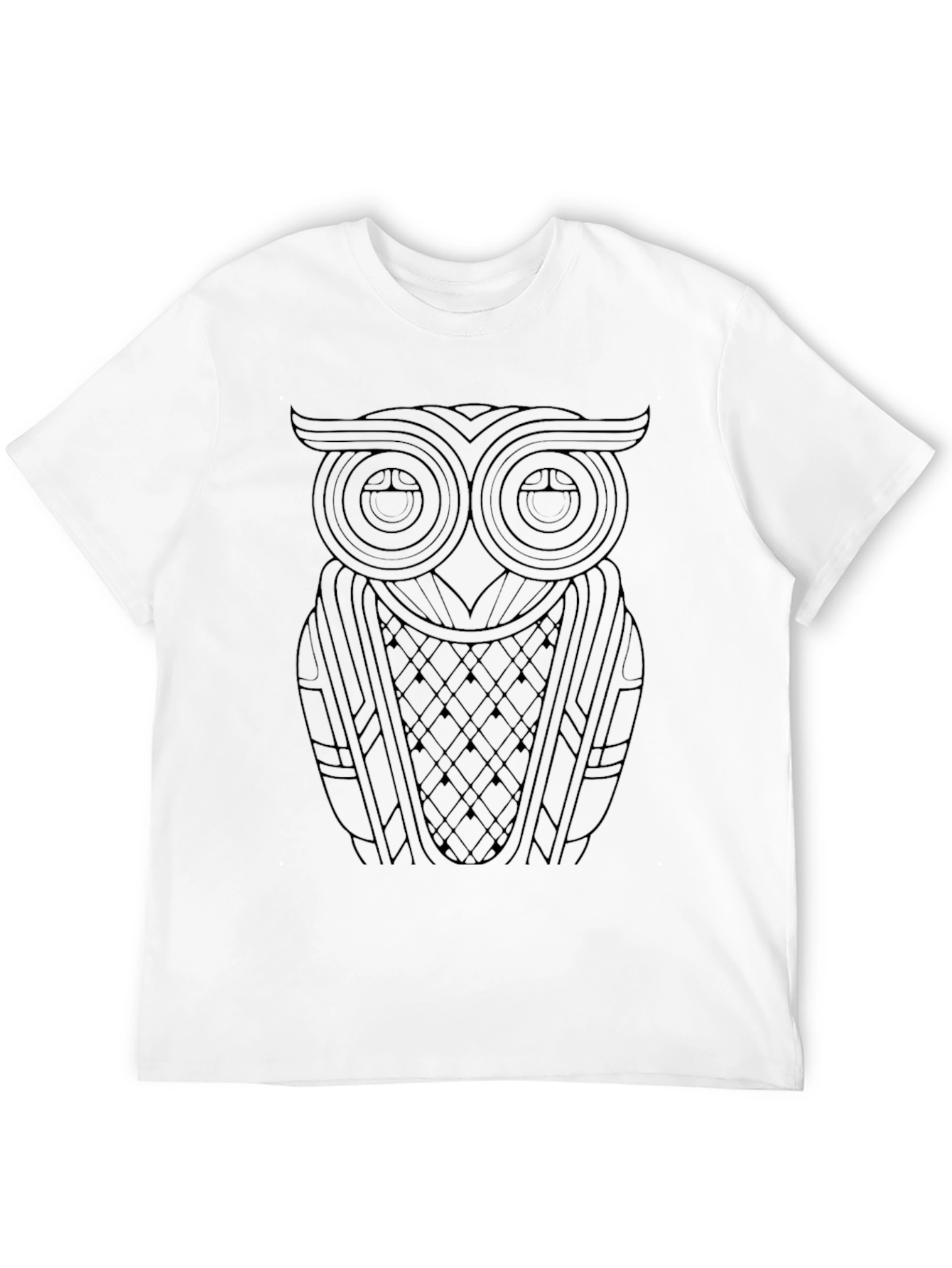 Abstract Owl Graphic Black T-Shirt