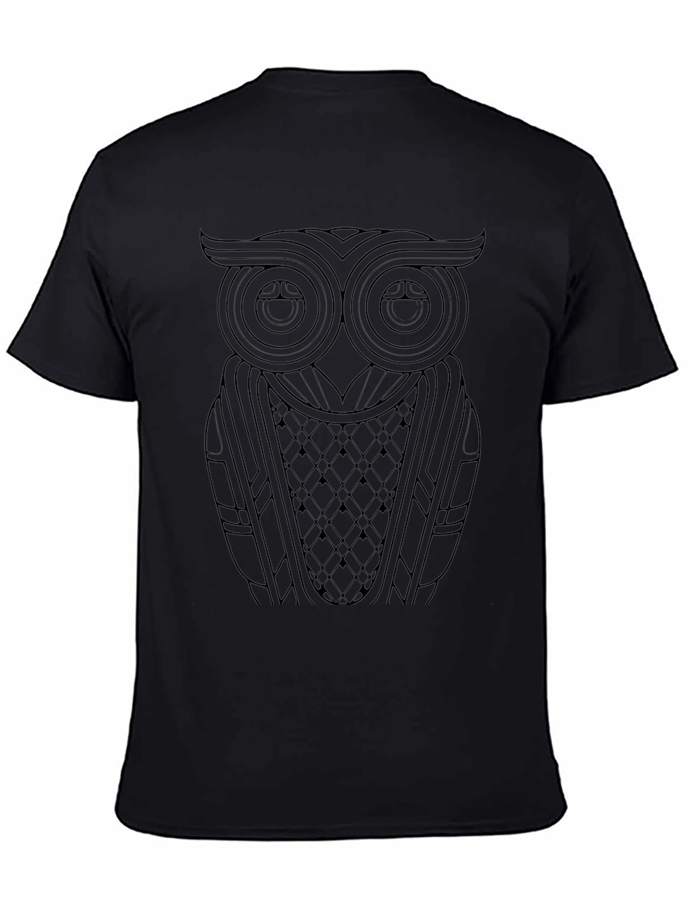 Abstract Owl Graphic Black T-Shirt