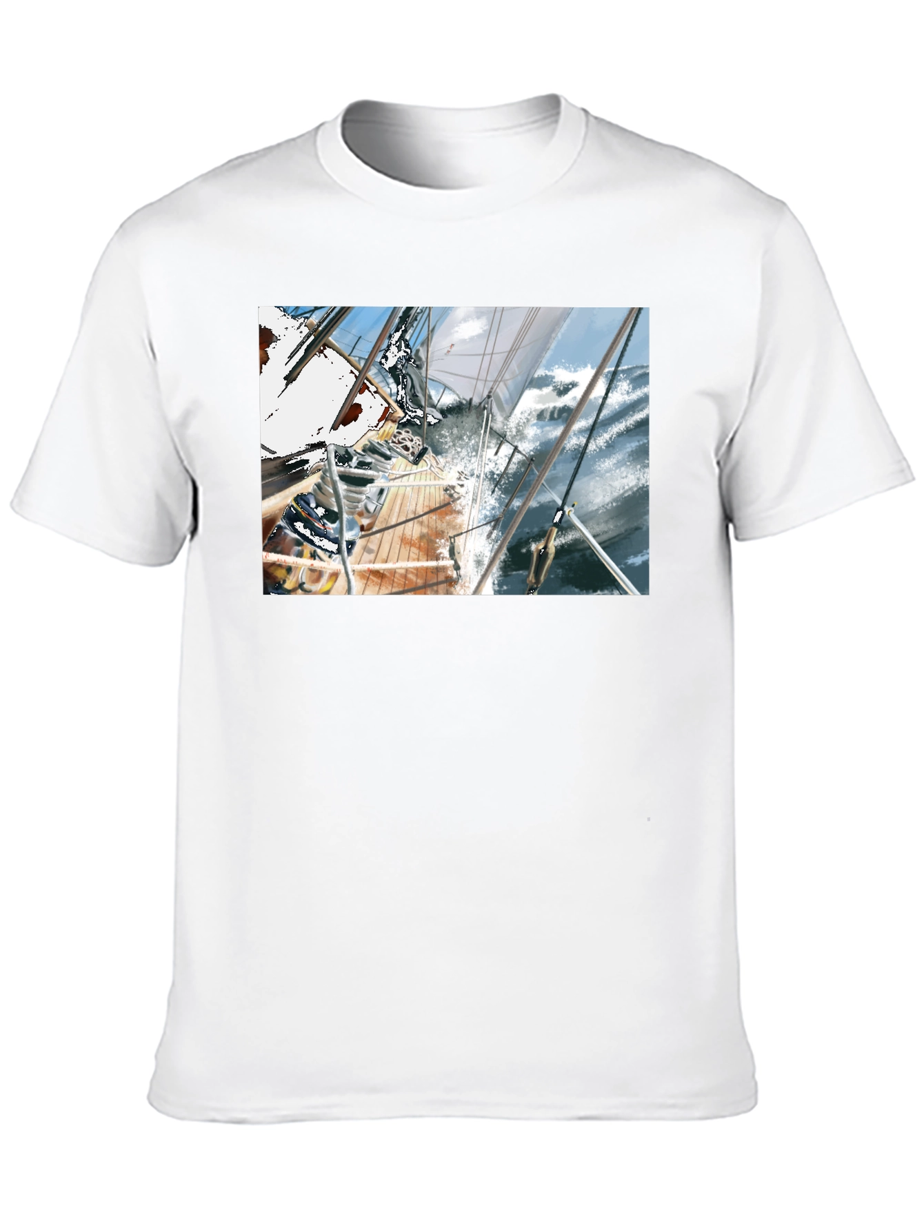 Sailboat Graphic Tee - Black Cotton