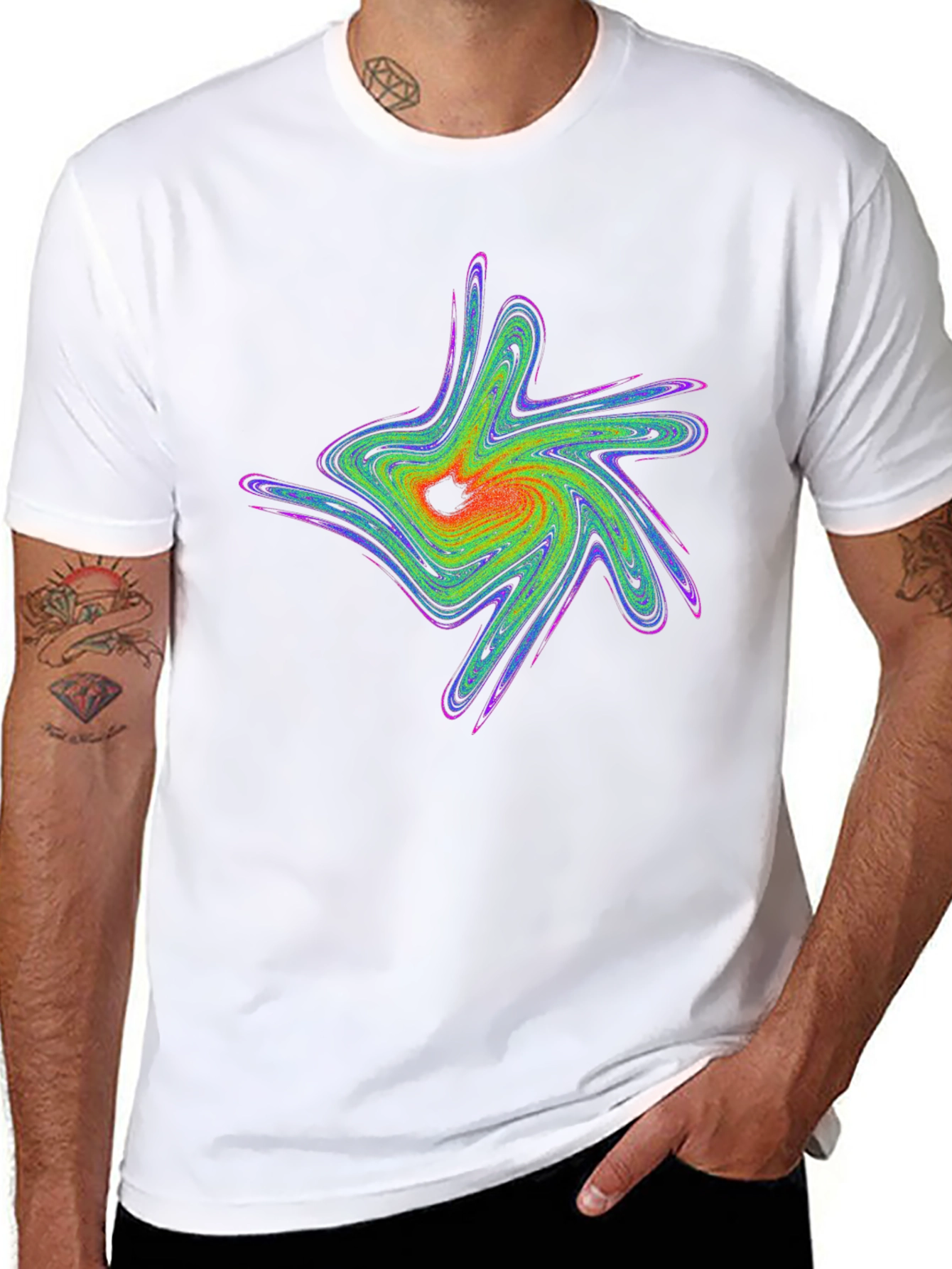 Abstract Swirl Graphic Black T-Shirt
