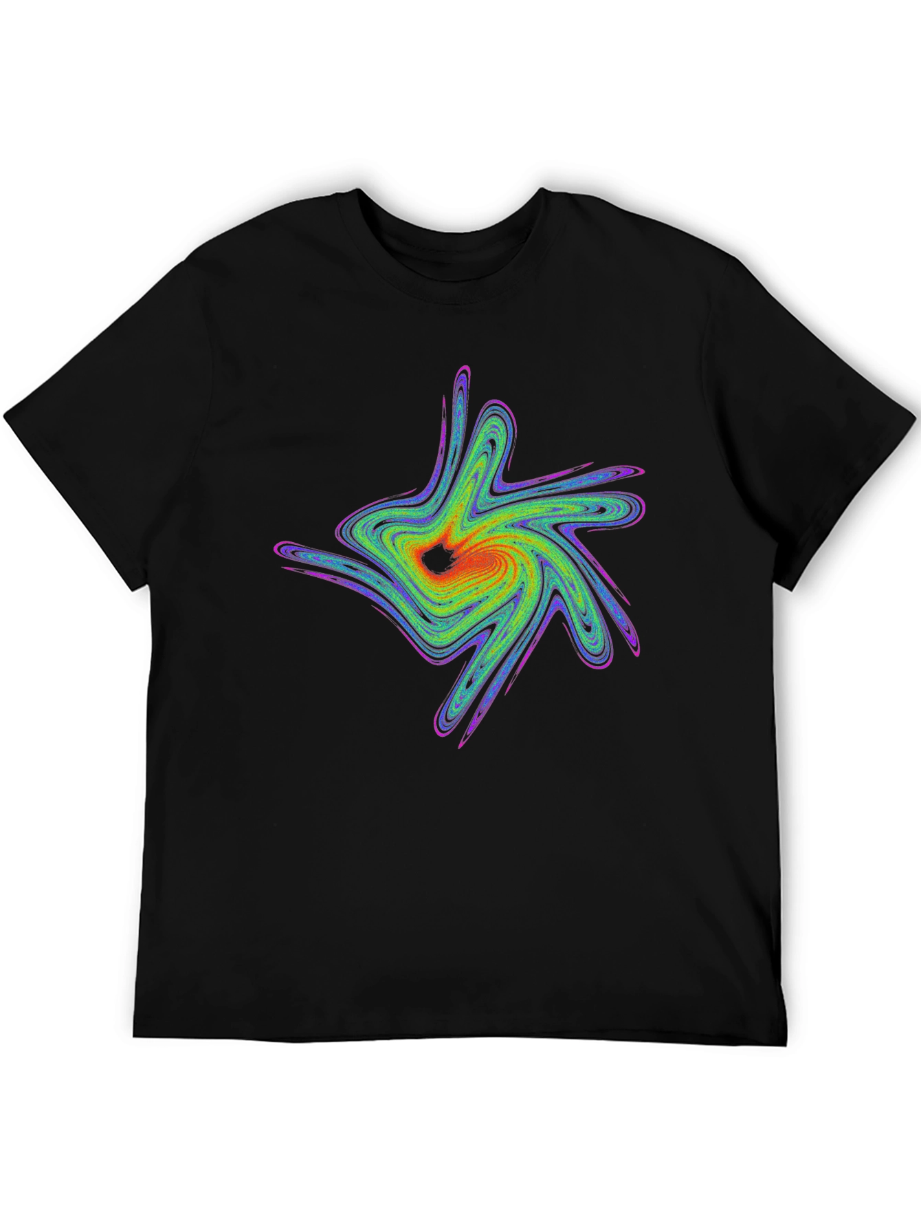 Abstract Swirl Graphic Black T-Shirt