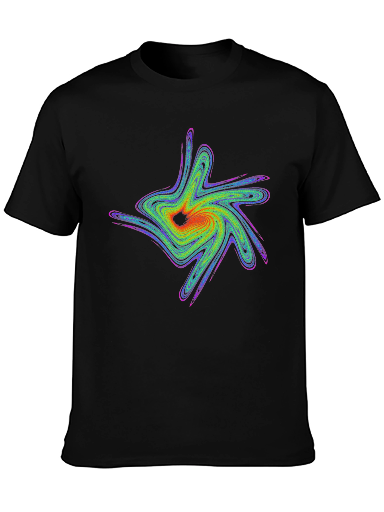 Abstract Swirl Graphic Black T-Shirt
