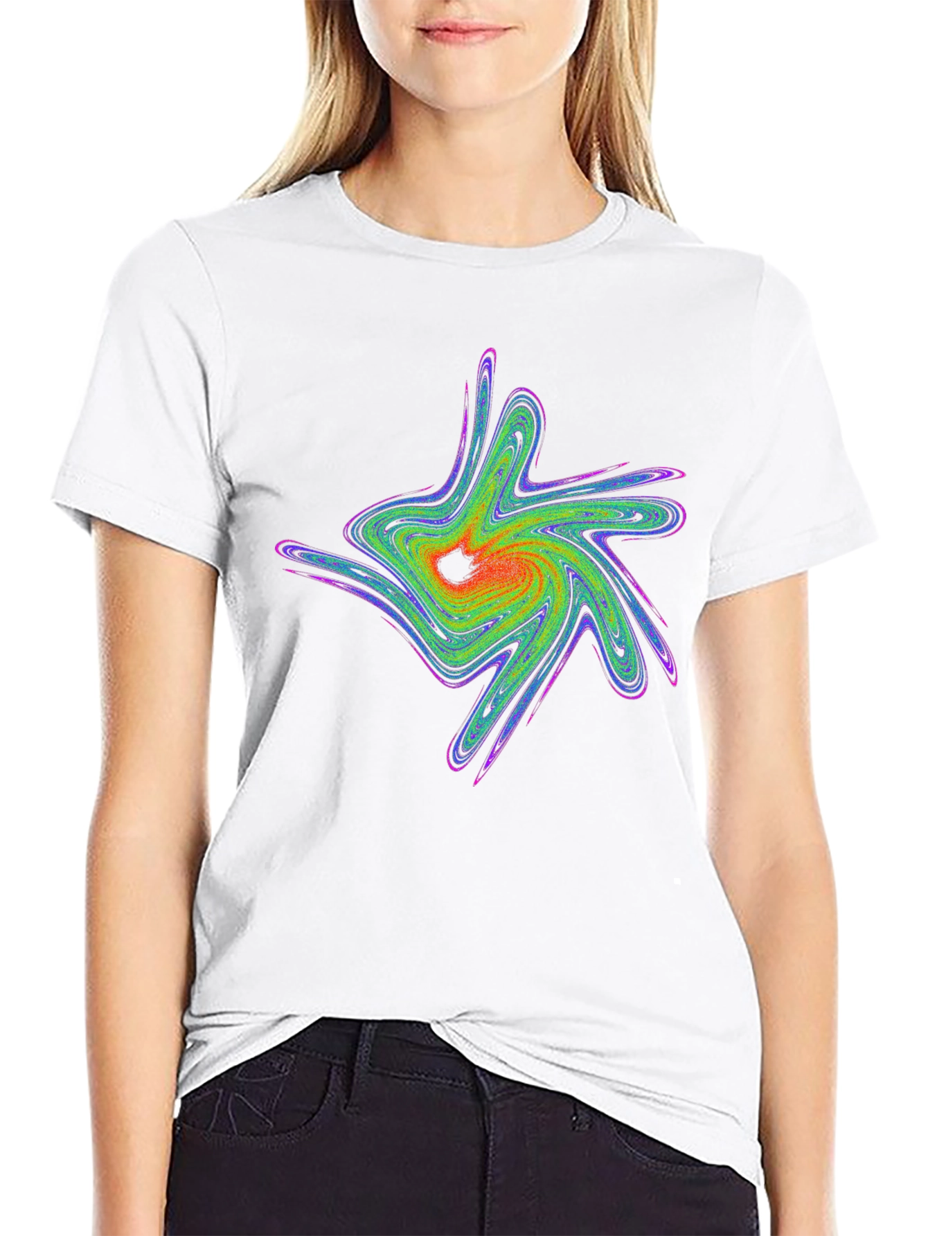 Abstract Swirl Graphic Black T-Shirt