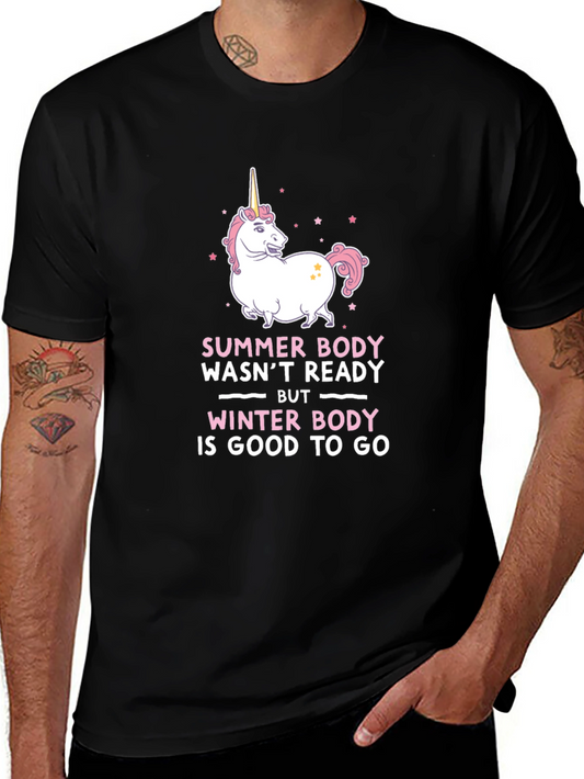 Funny Winter Body Unicorn Graphic Tee Shirt