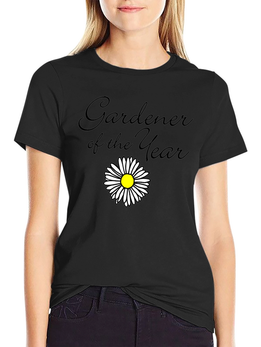 Gardener of the Year Black T-Shirt with Daisy
