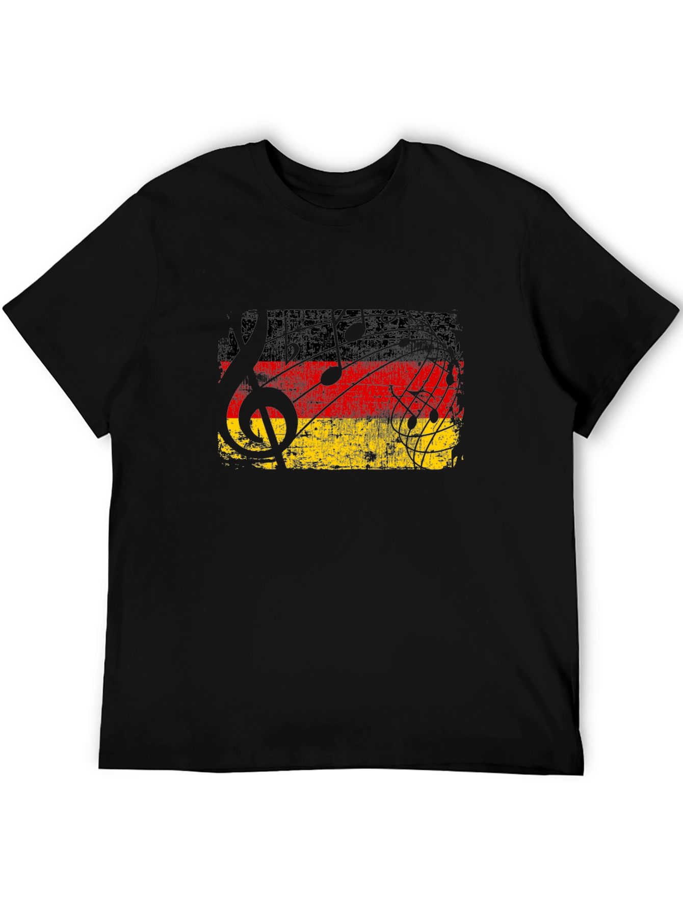 German Flag Music Notes Black T-Shirt