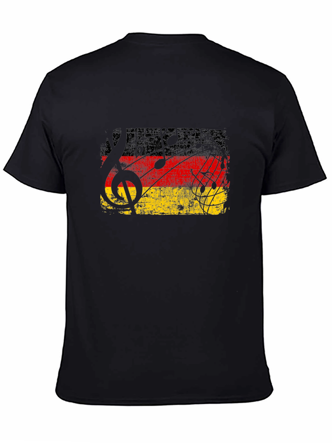 German Flag Music Notes Black T-Shirt