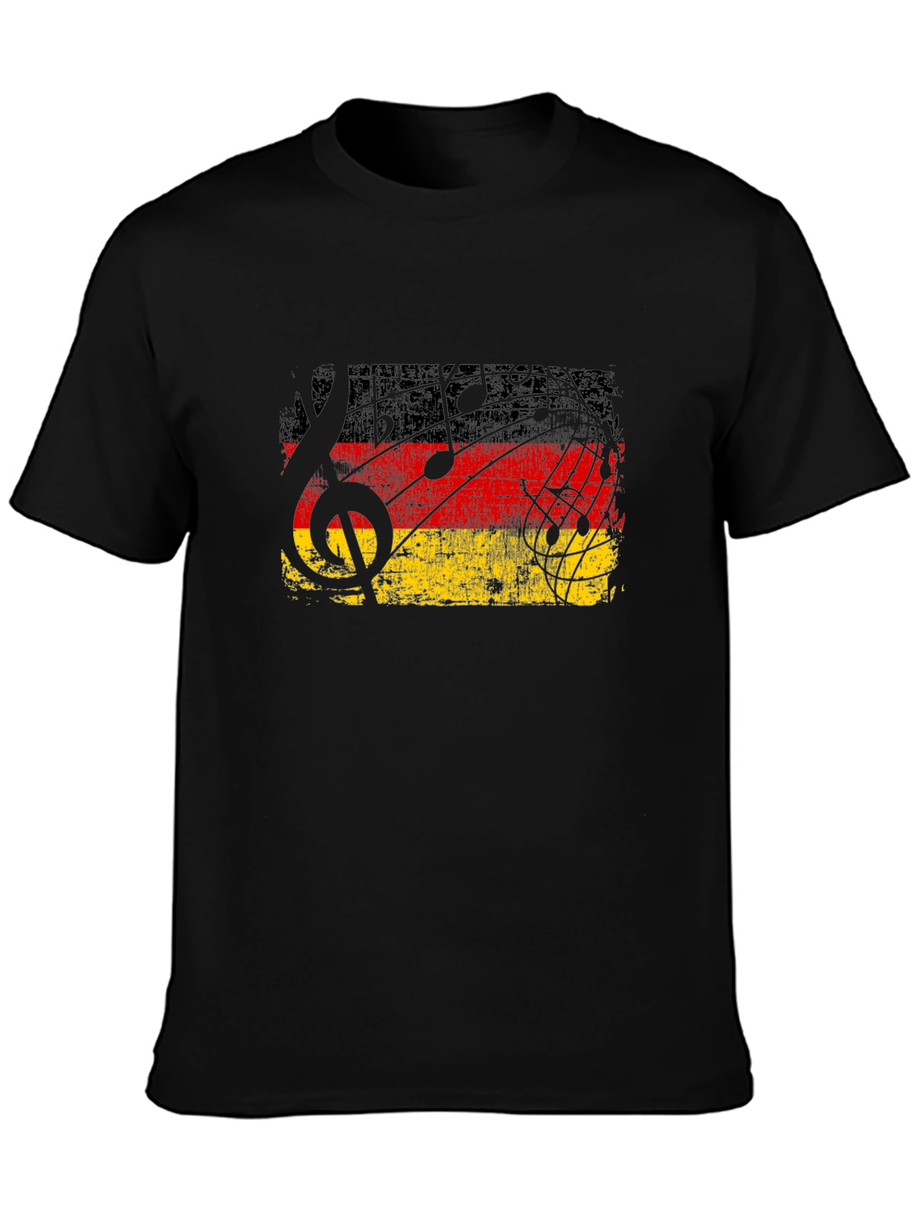 German Flag Music Notes Black T-Shirt