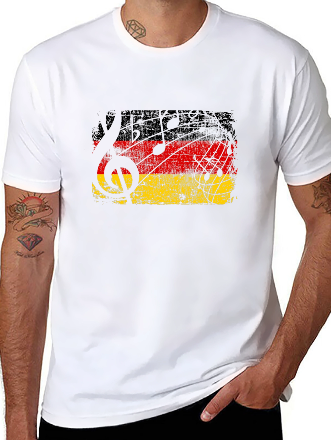 German Flag Music Notes Black T-Shirt