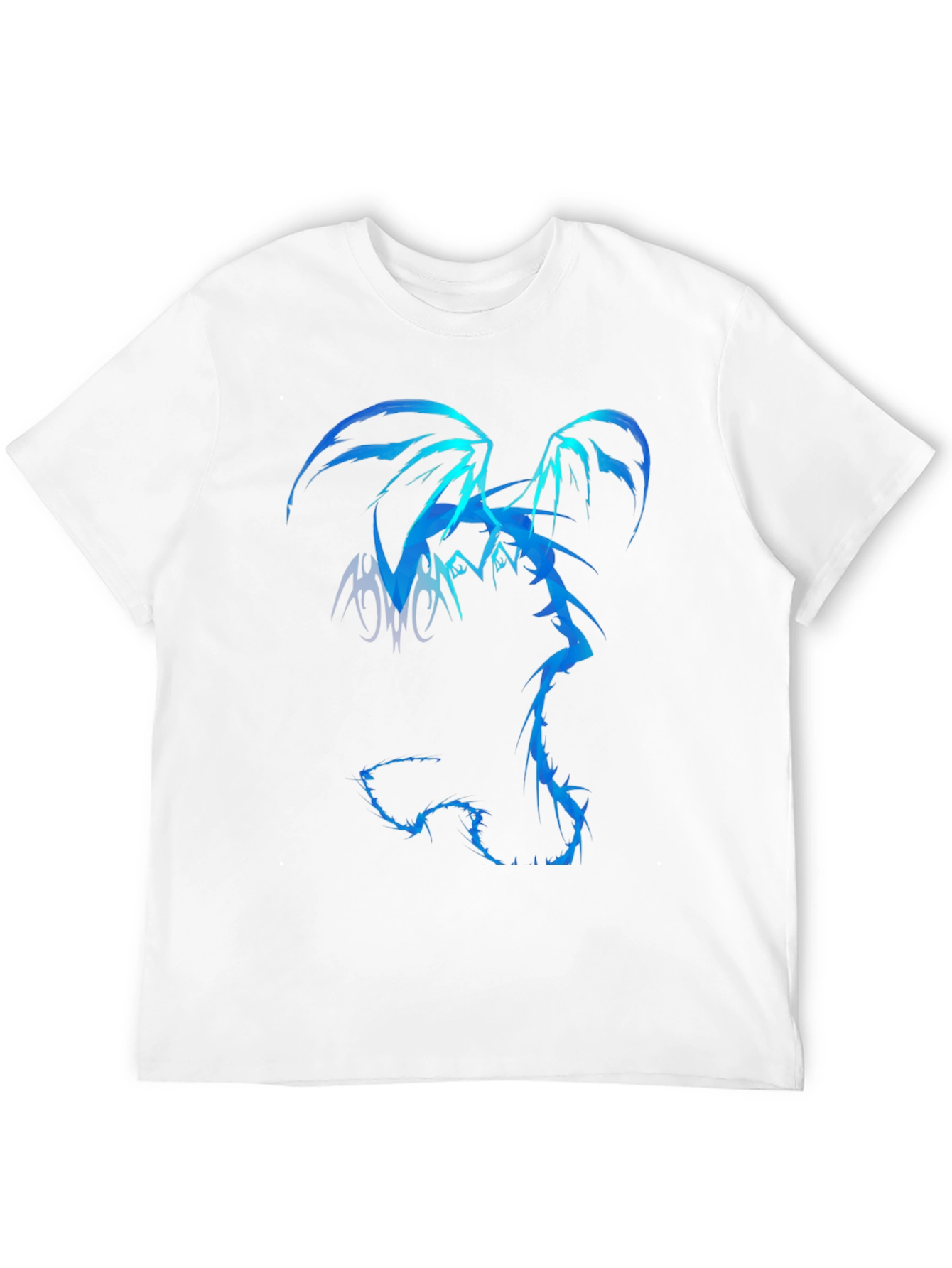 Abstract Blue Dragon Graphic Print T-Shirt