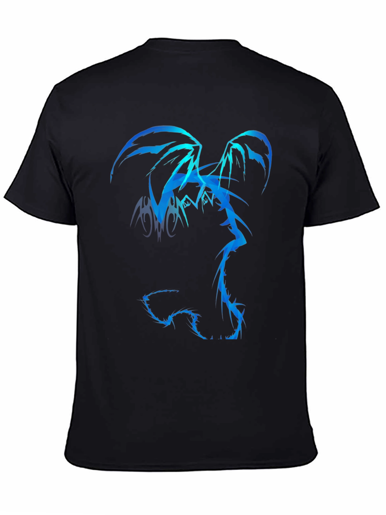 Abstract Blue Dragon Graphic Print T-Shirt