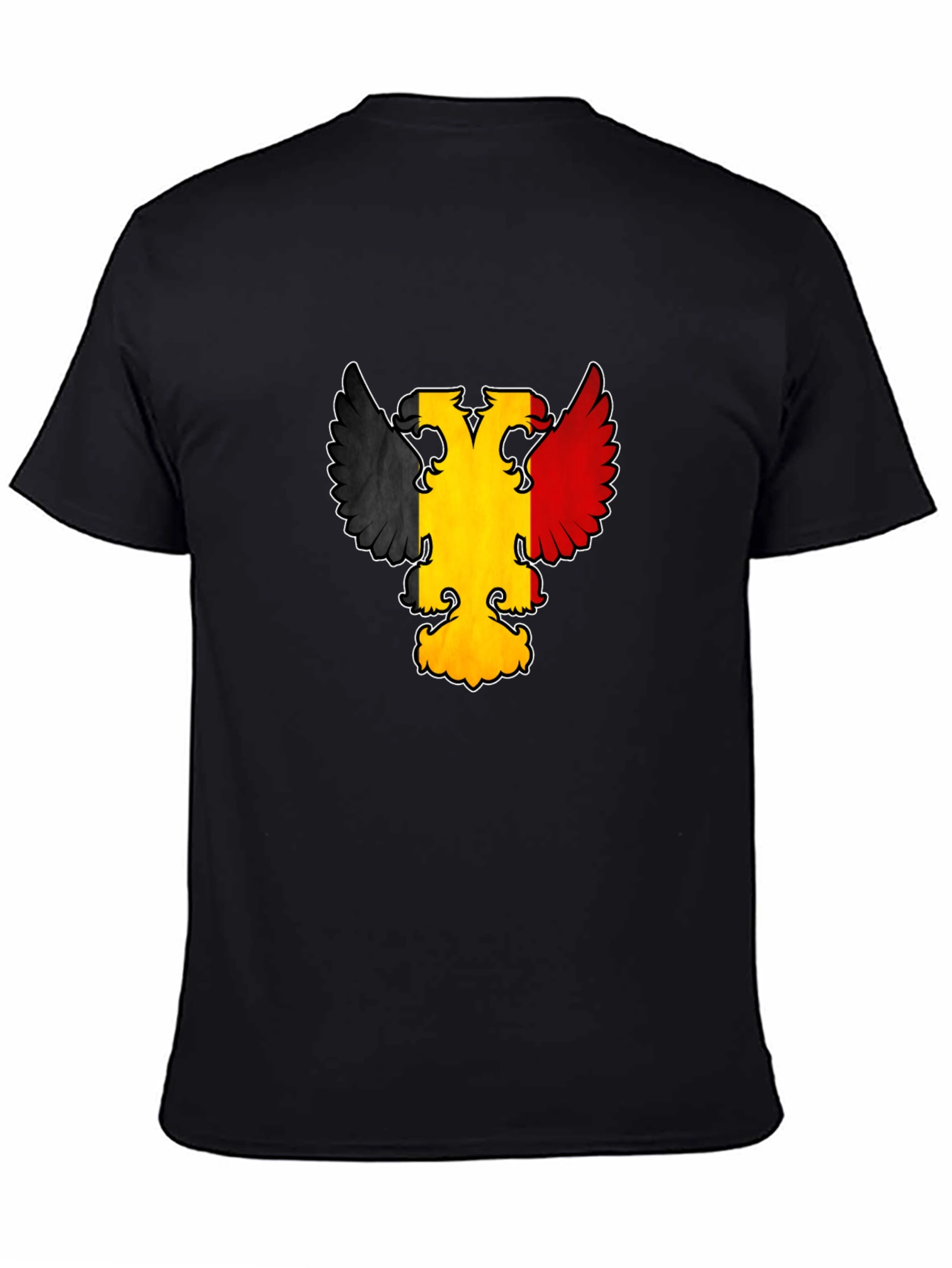 Belgian Flag Eagle Graphic Tee - Black Crewneck