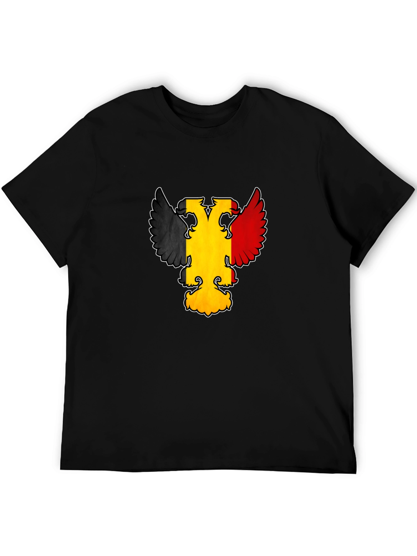 Belgian Flag Eagle Graphic Tee - Black Crewneck
