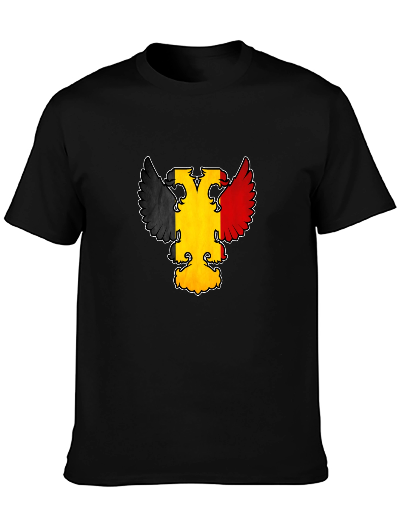 Belgian Flag Eagle Graphic Tee - Black Crewneck