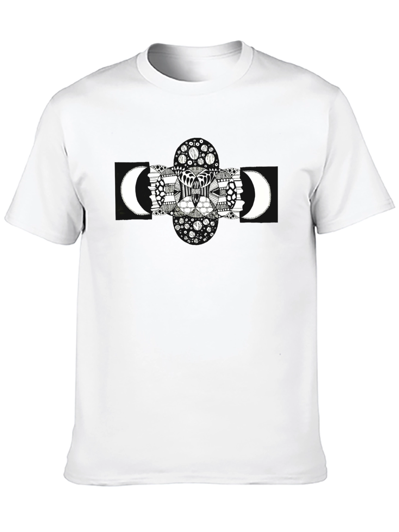 Abstract Moon Print Black T-Shirt