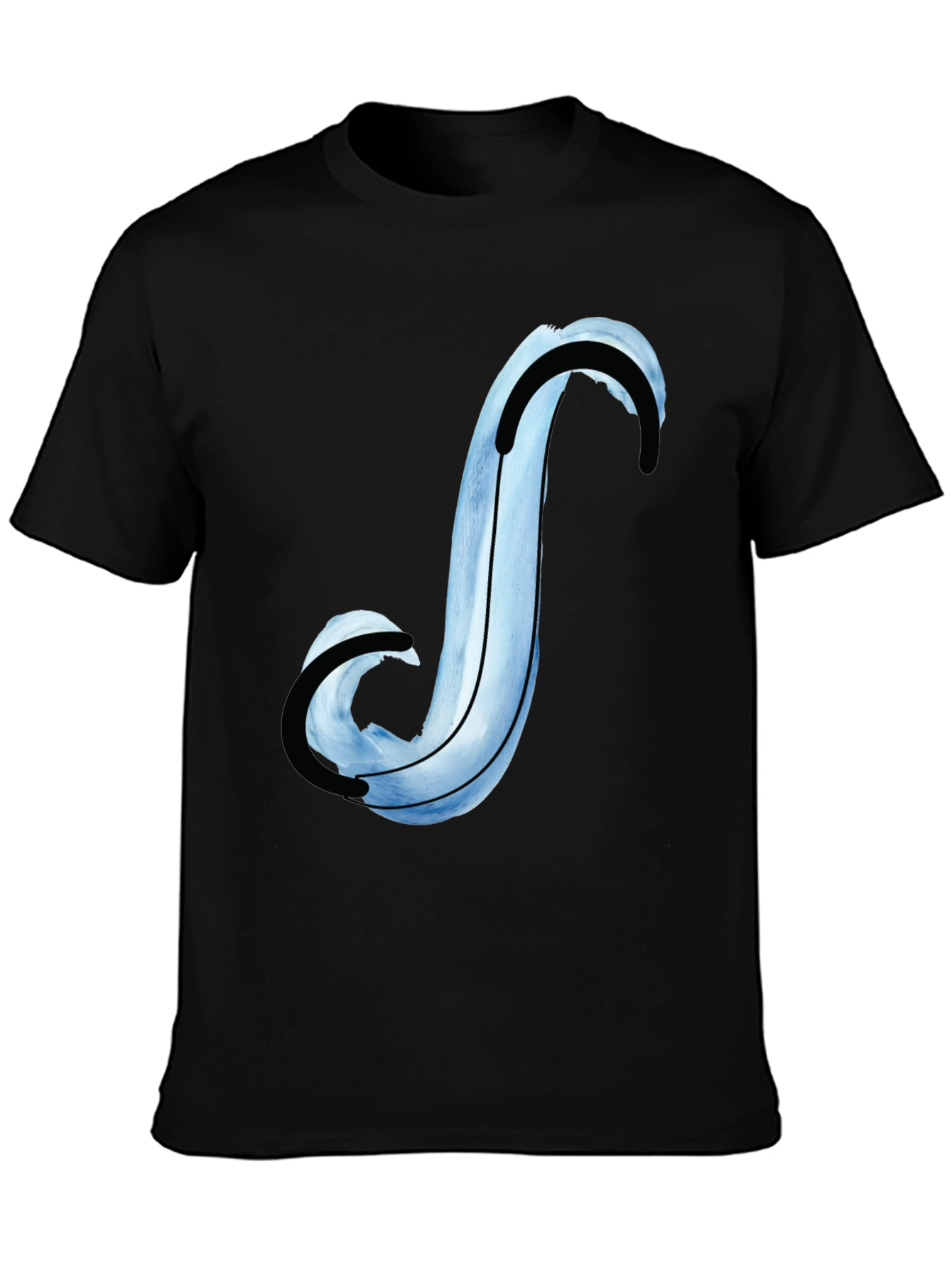 Abstract Blue Curve Graphic Tee
