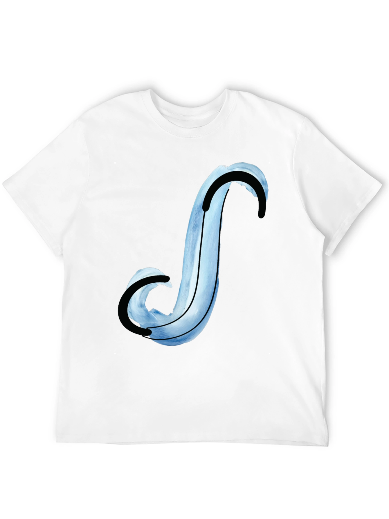 Abstract Blue Curve Graphic Tee