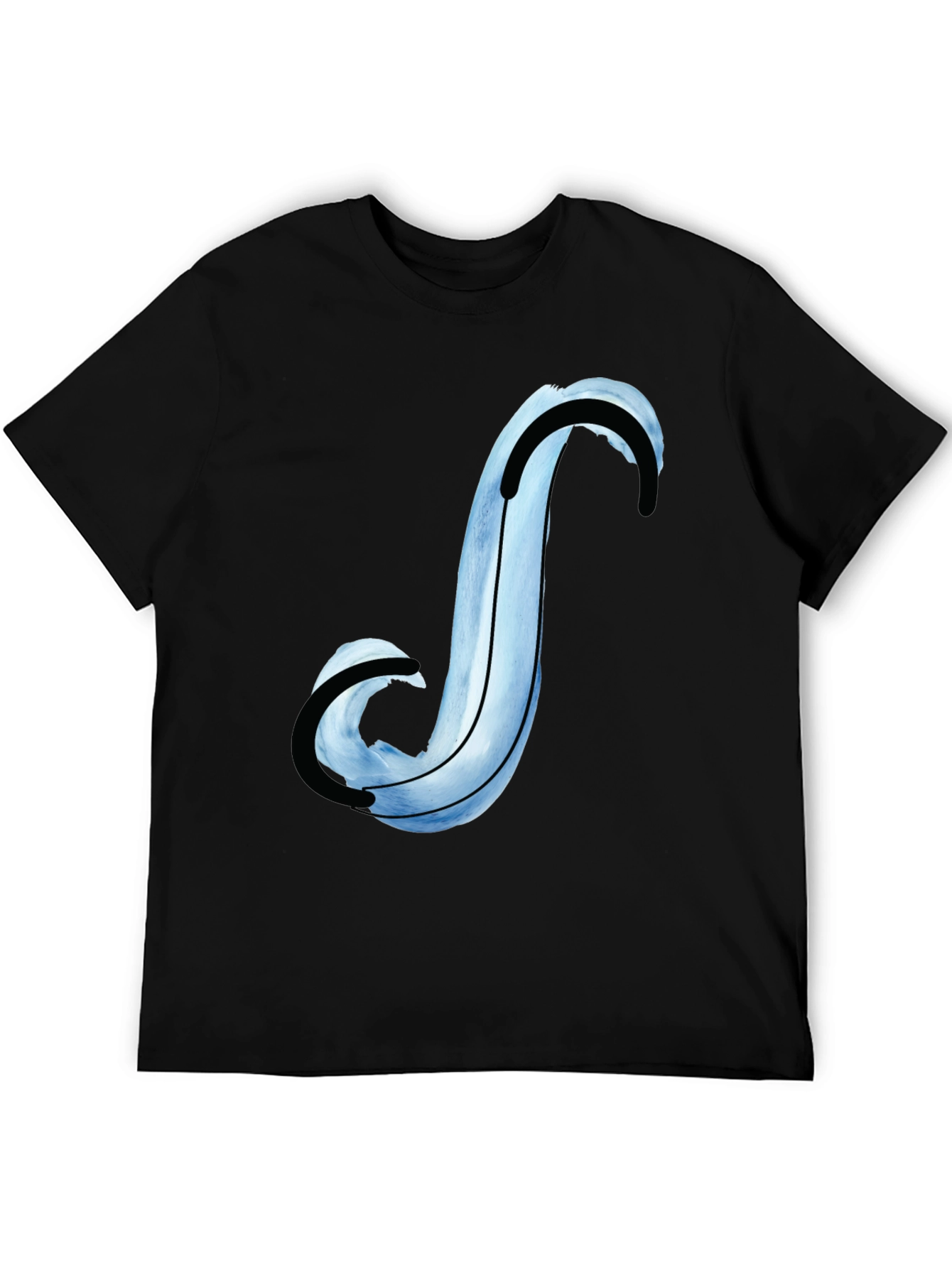Abstract Blue Curve Graphic Tee