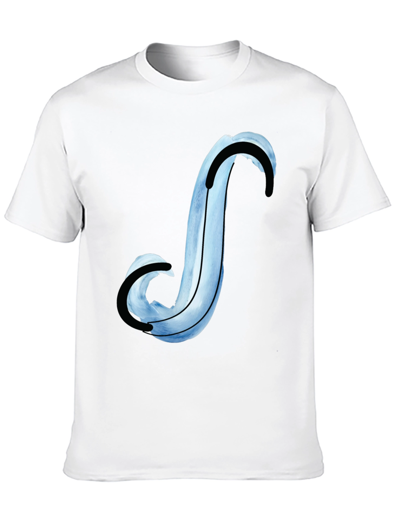 Abstract Blue Curve Graphic Tee