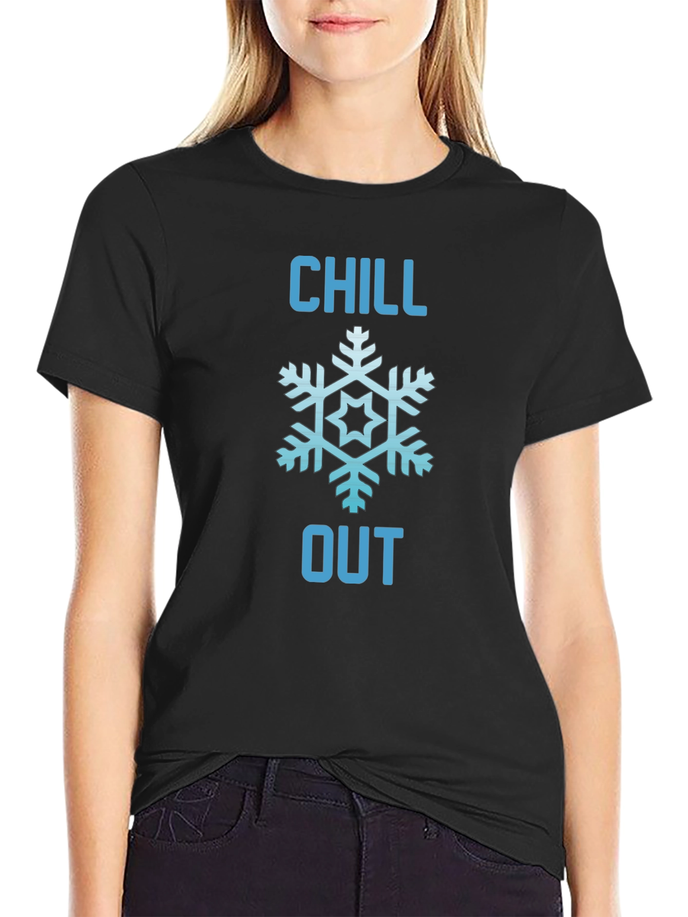 Chill Out Snowflake Graphic Tee - Black