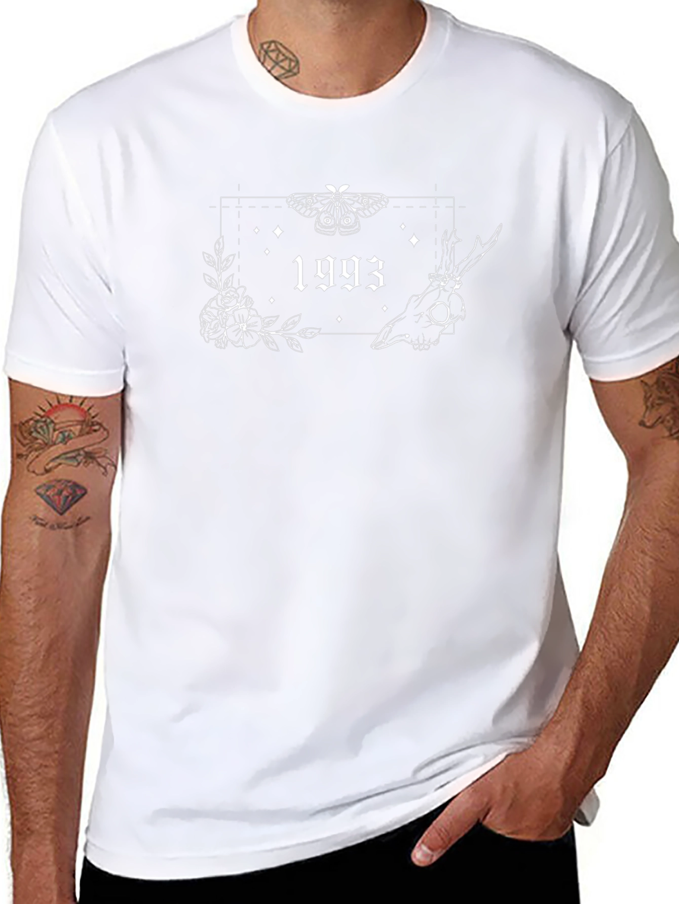 1993 Moth & Skull Graphic Tee - Black
