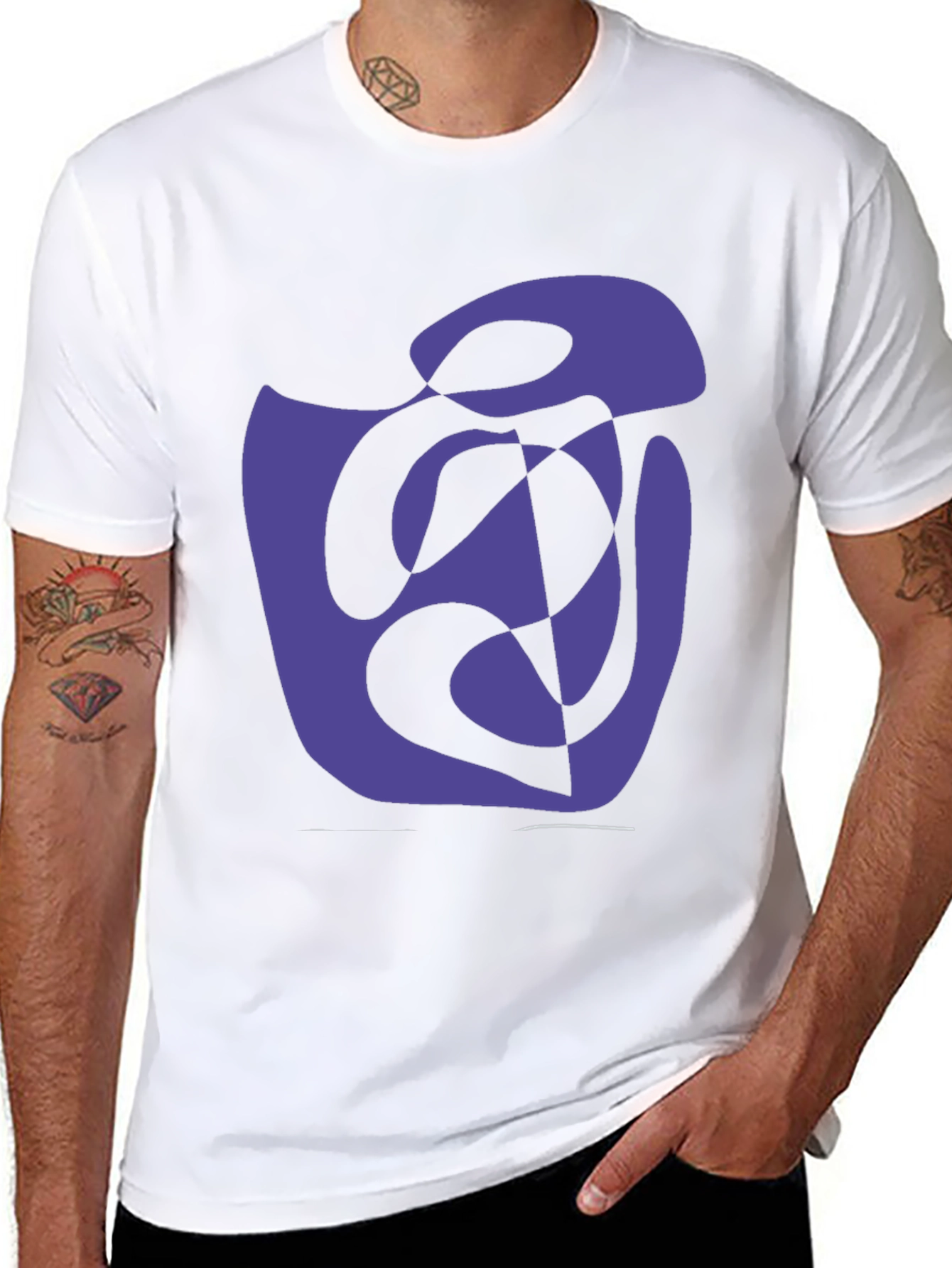Abstract Graphic Print T-Shirt - Casual Black Tee