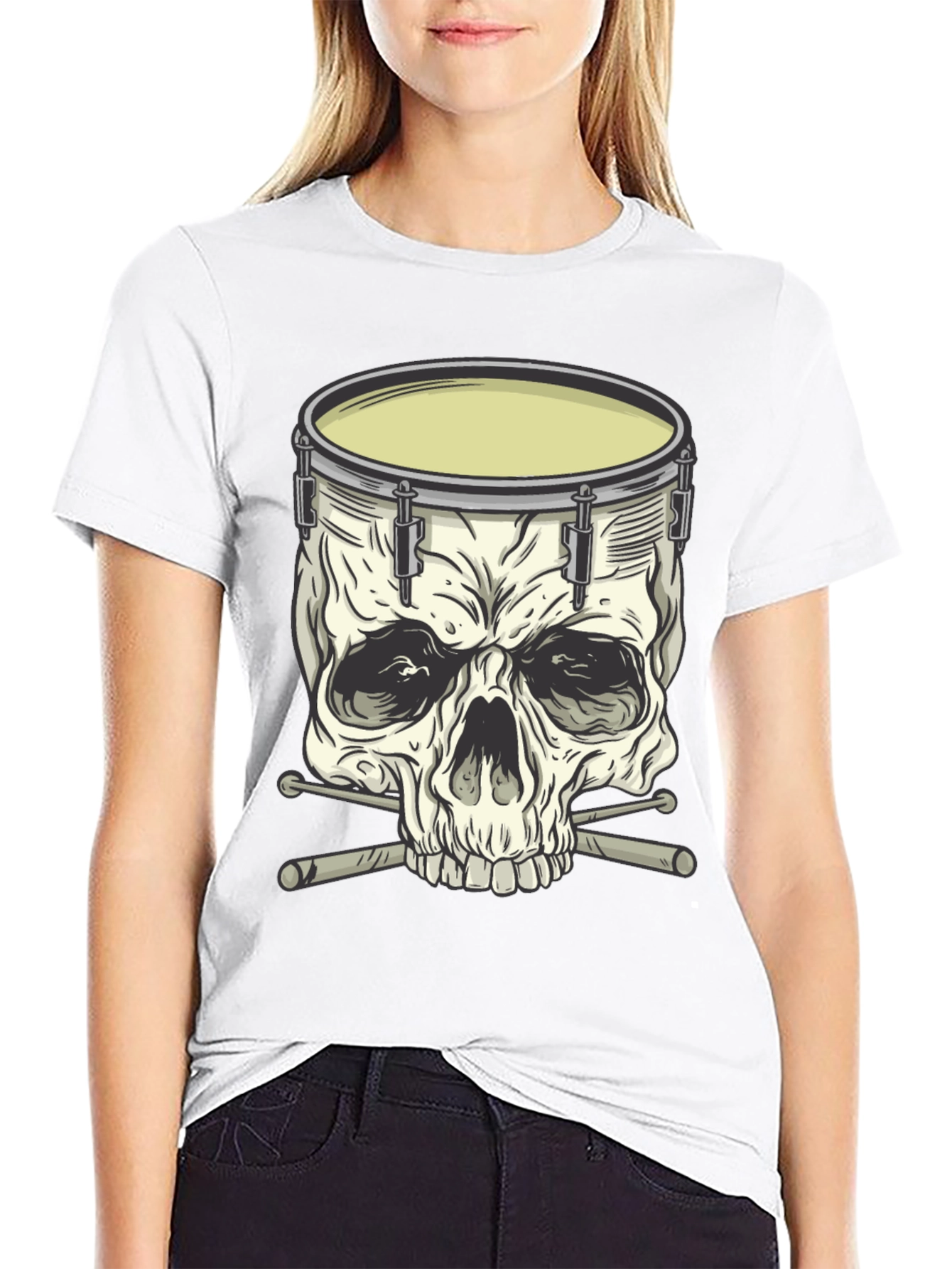 Drum Skull Graphic Tee - Rock Music Shirt