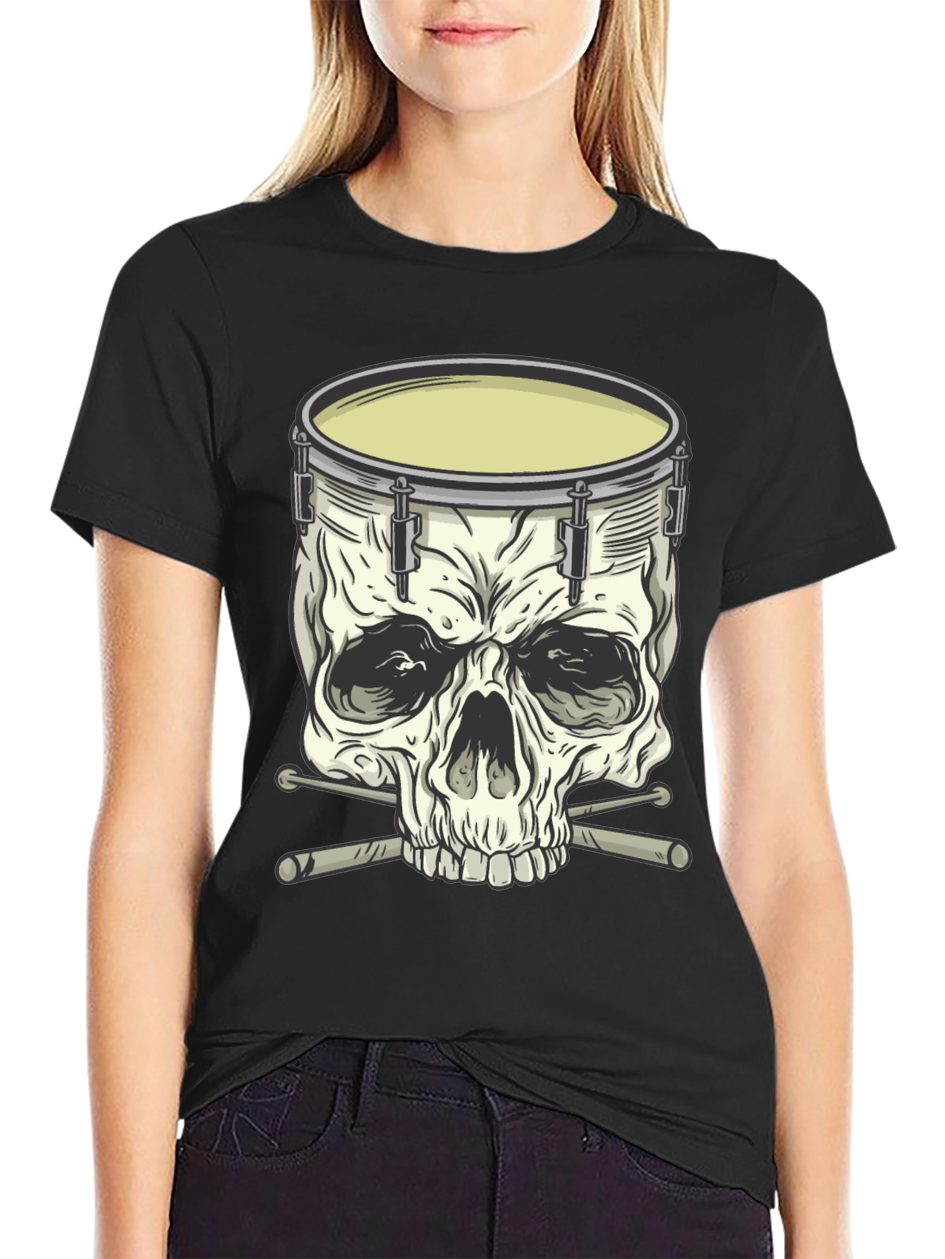 Drum Skull Graphic Tee - Rock Music Shirt