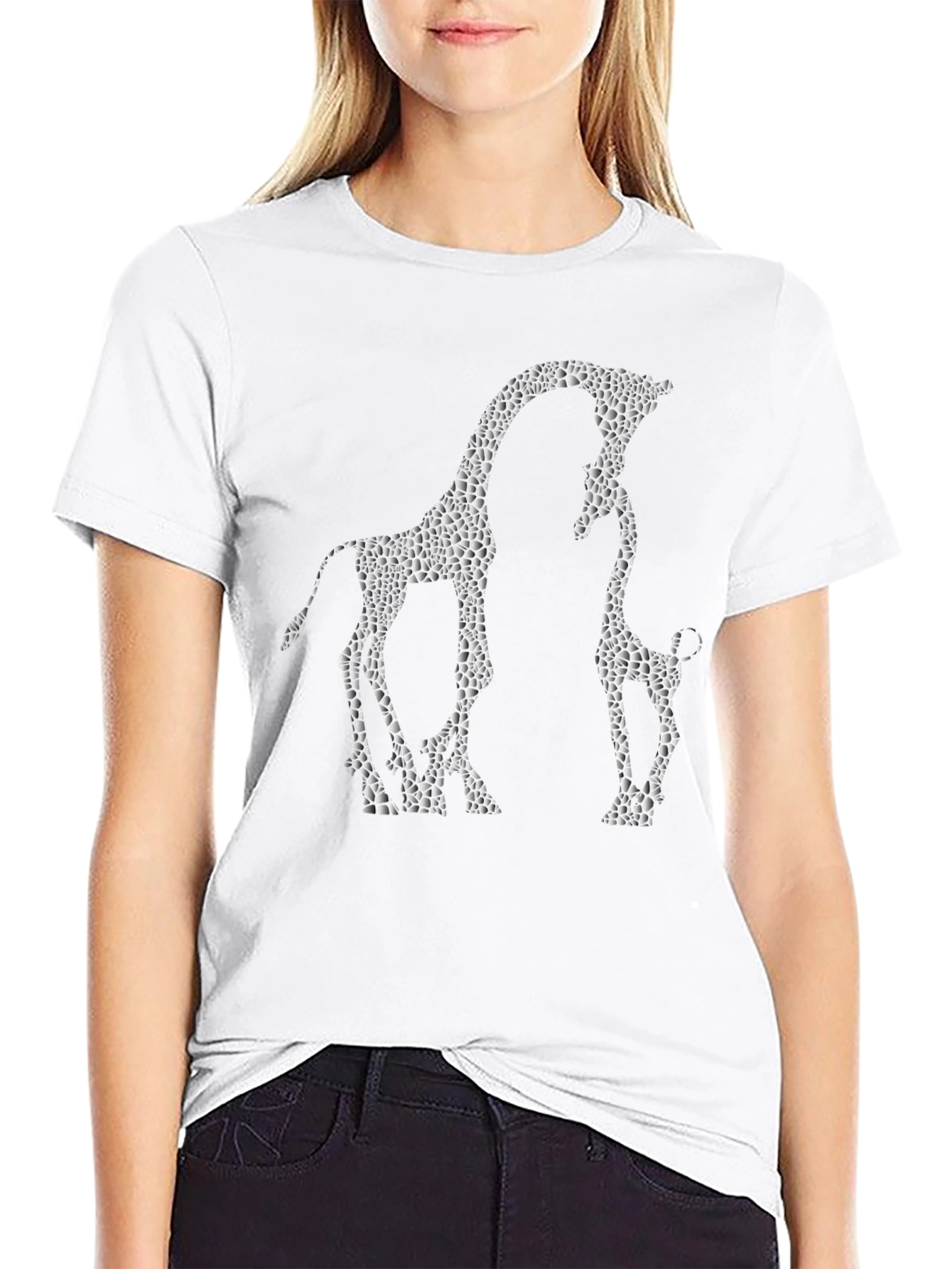 Giraffe Silhouette Mens Black Graphic Tee