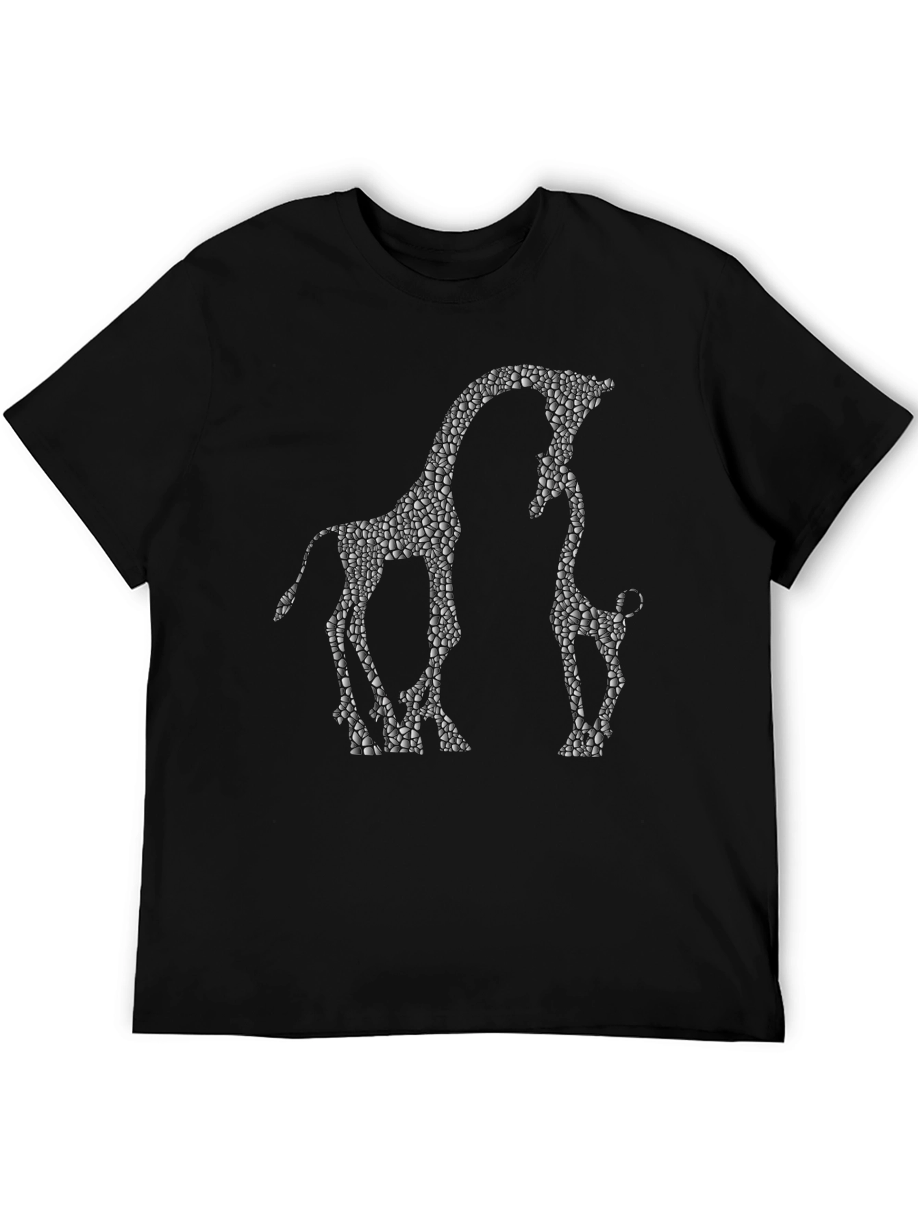 Giraffe Silhouette Mens Black Graphic Tee