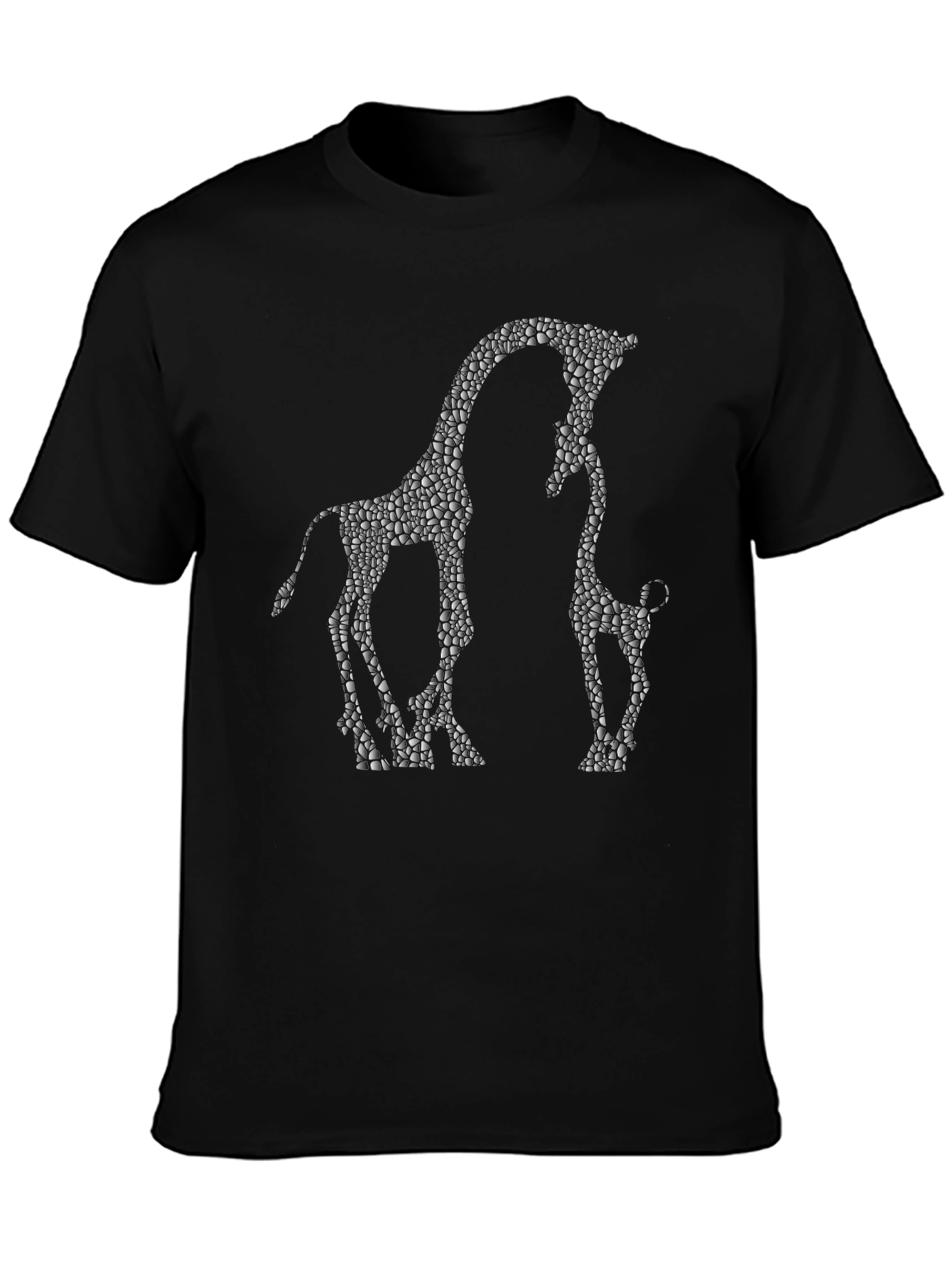 Giraffe Silhouette Mens Black Graphic Tee