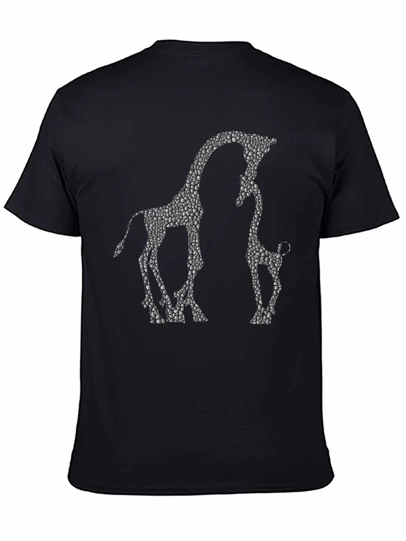 Giraffe Silhouette Mens Black Graphic Tee