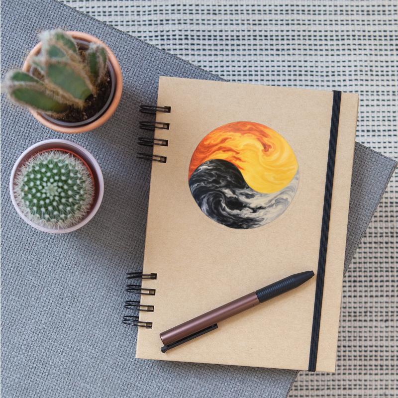 Yin Yang Sun and Moon Abstract Fire and Ice