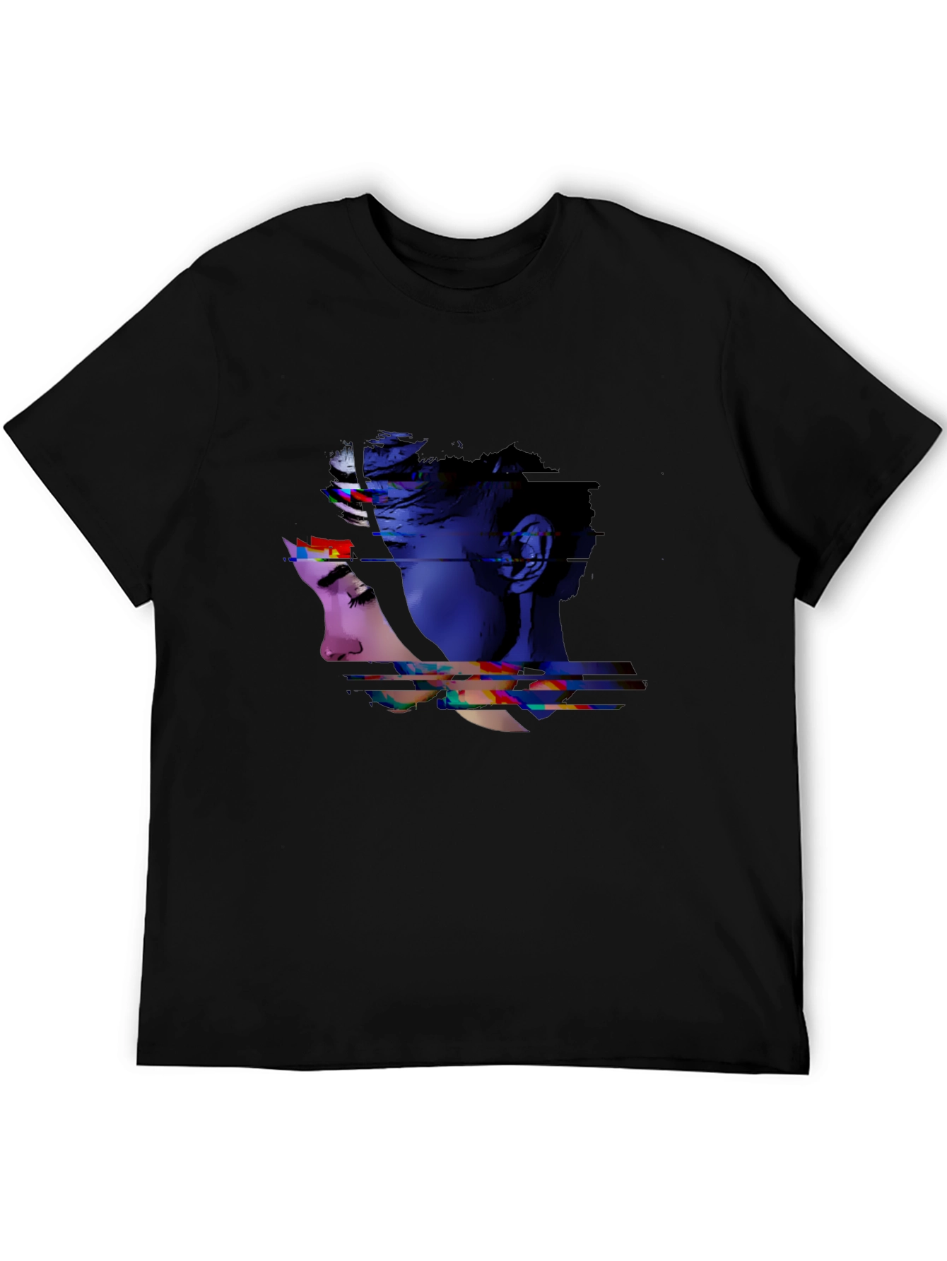 Abstract Portrait Graphic Print Black Tee