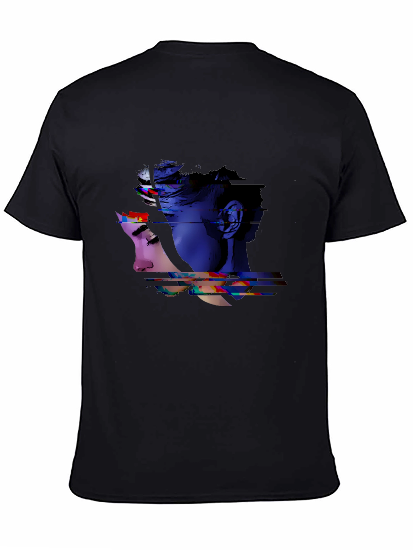 Abstract Portrait Graphic Print Black Tee