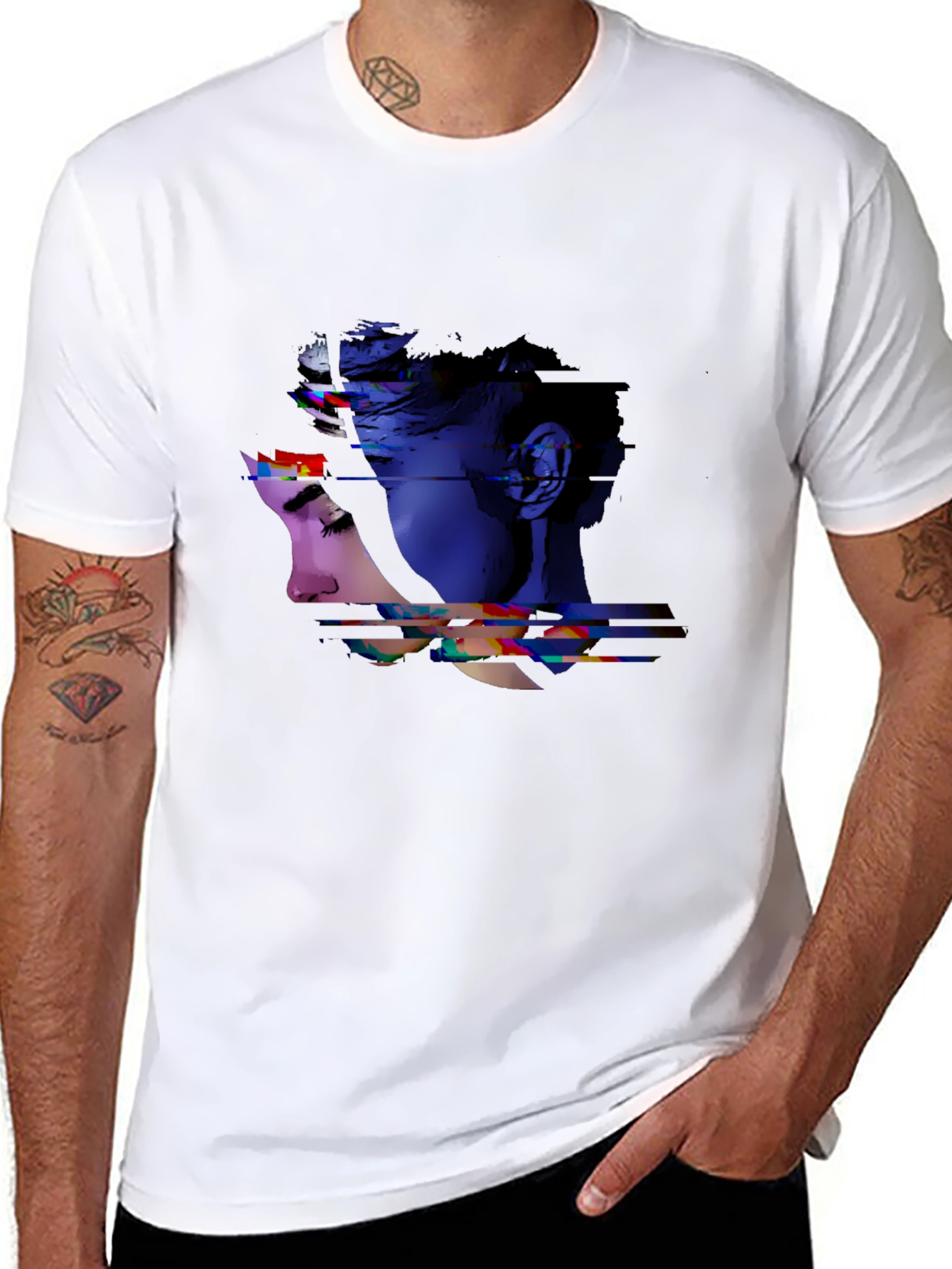 Abstract Portrait Graphic Print Black Tee