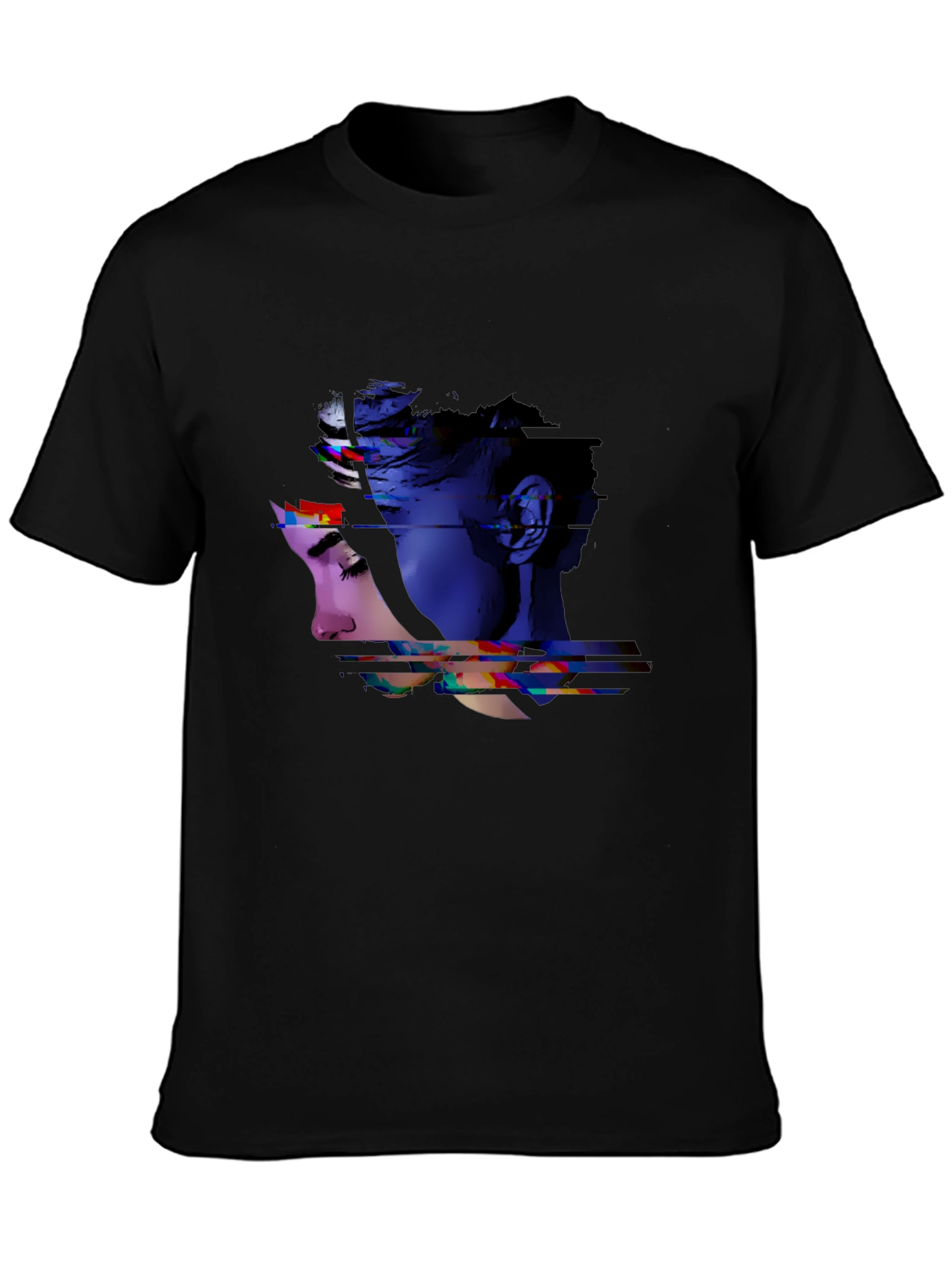 Abstract Portrait Graphic Print Black Tee