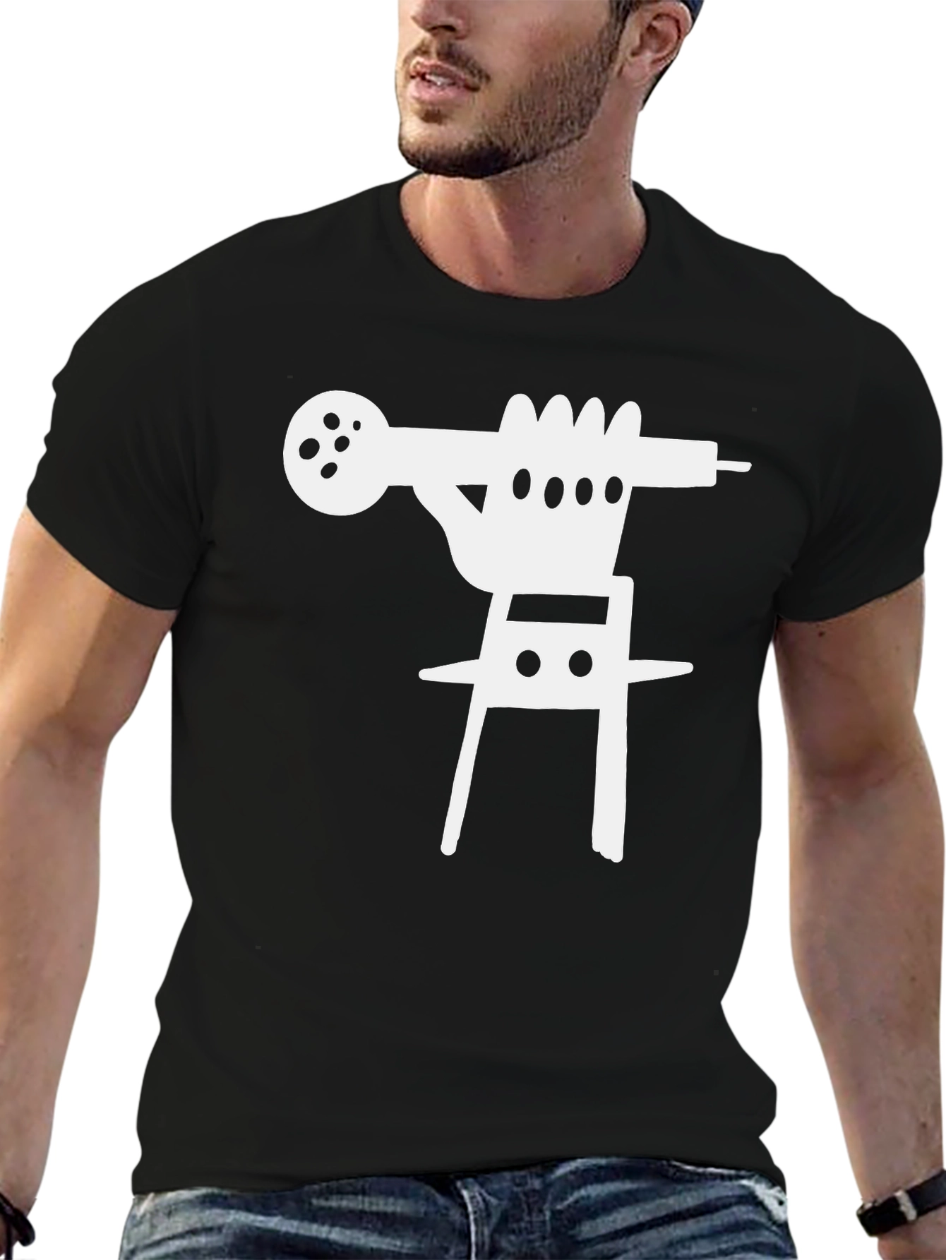 Abstract Graphic Print Tee - Black